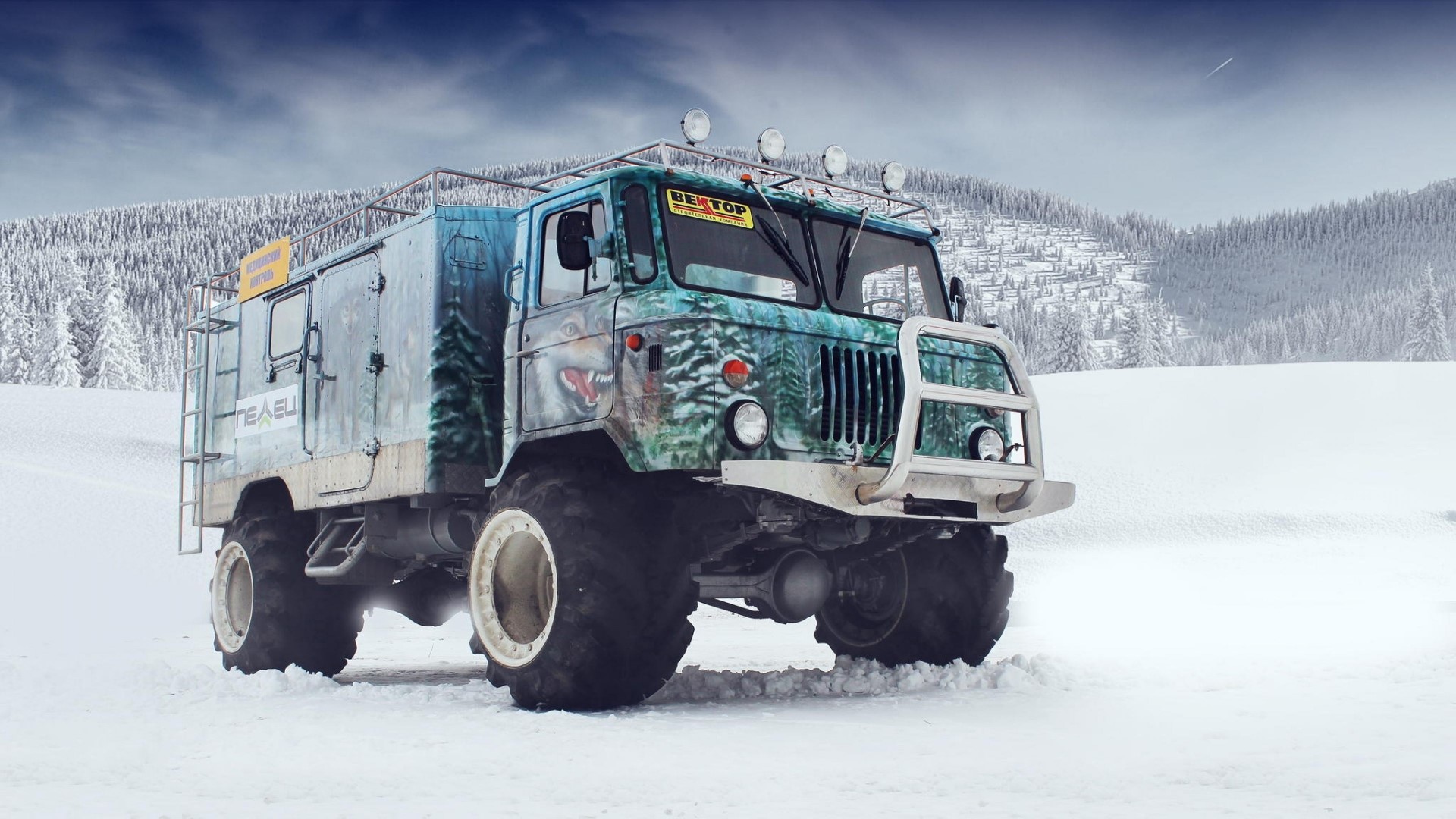 Gaz 66 Truck in Snowy Landscape HD Wallpaper