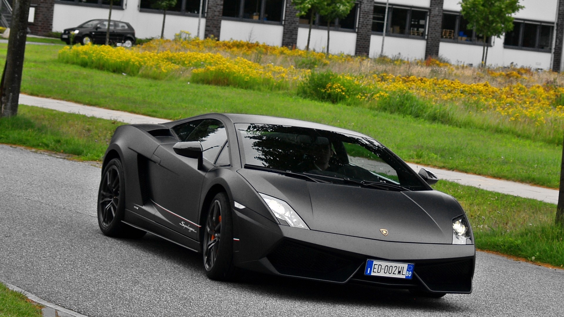 Matte Black Lamborghini Gallardo Super Trofeo Stradale HD Wallpaper