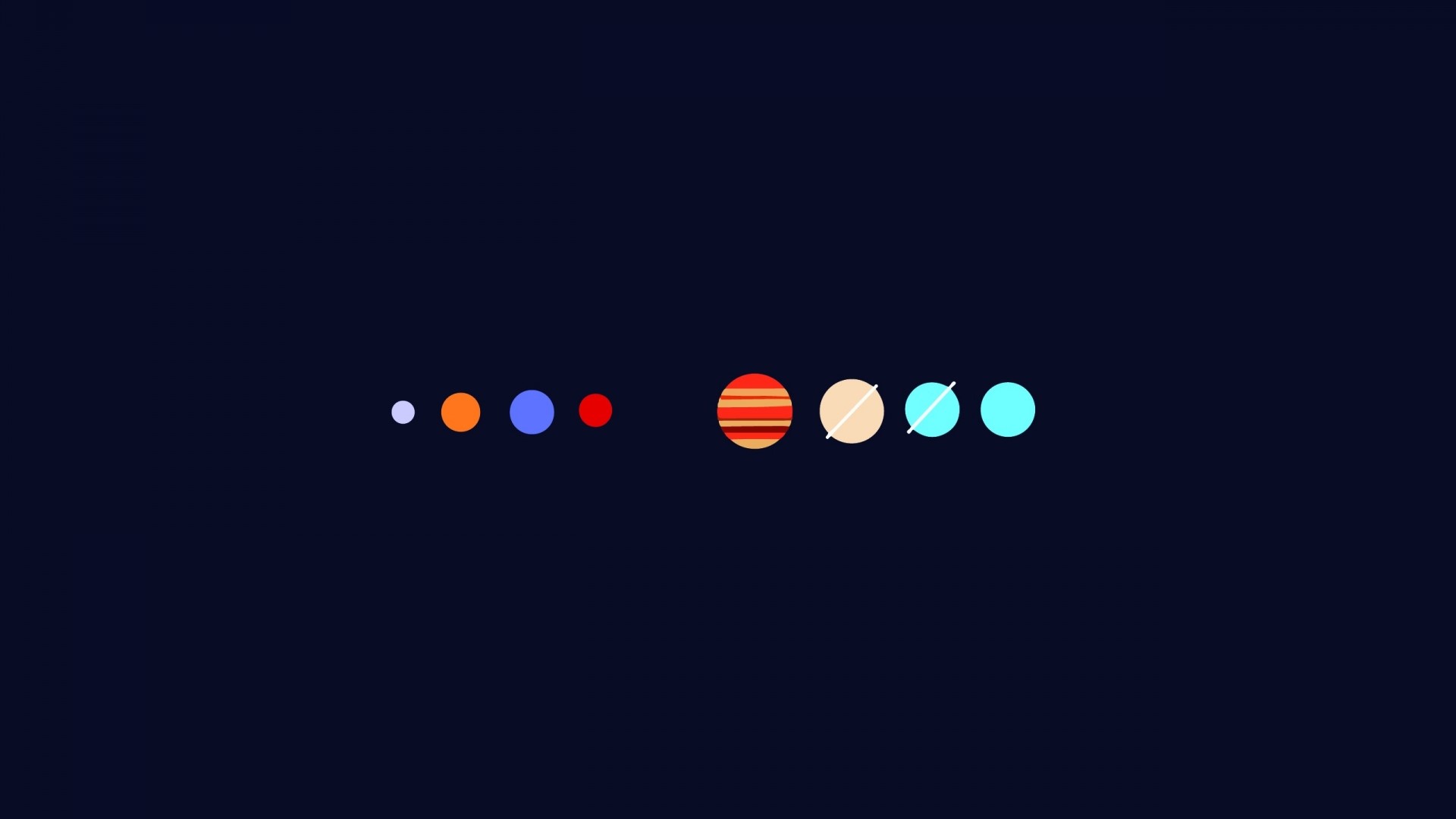 Minimalist planets in a line on dark background HD Wallpaper