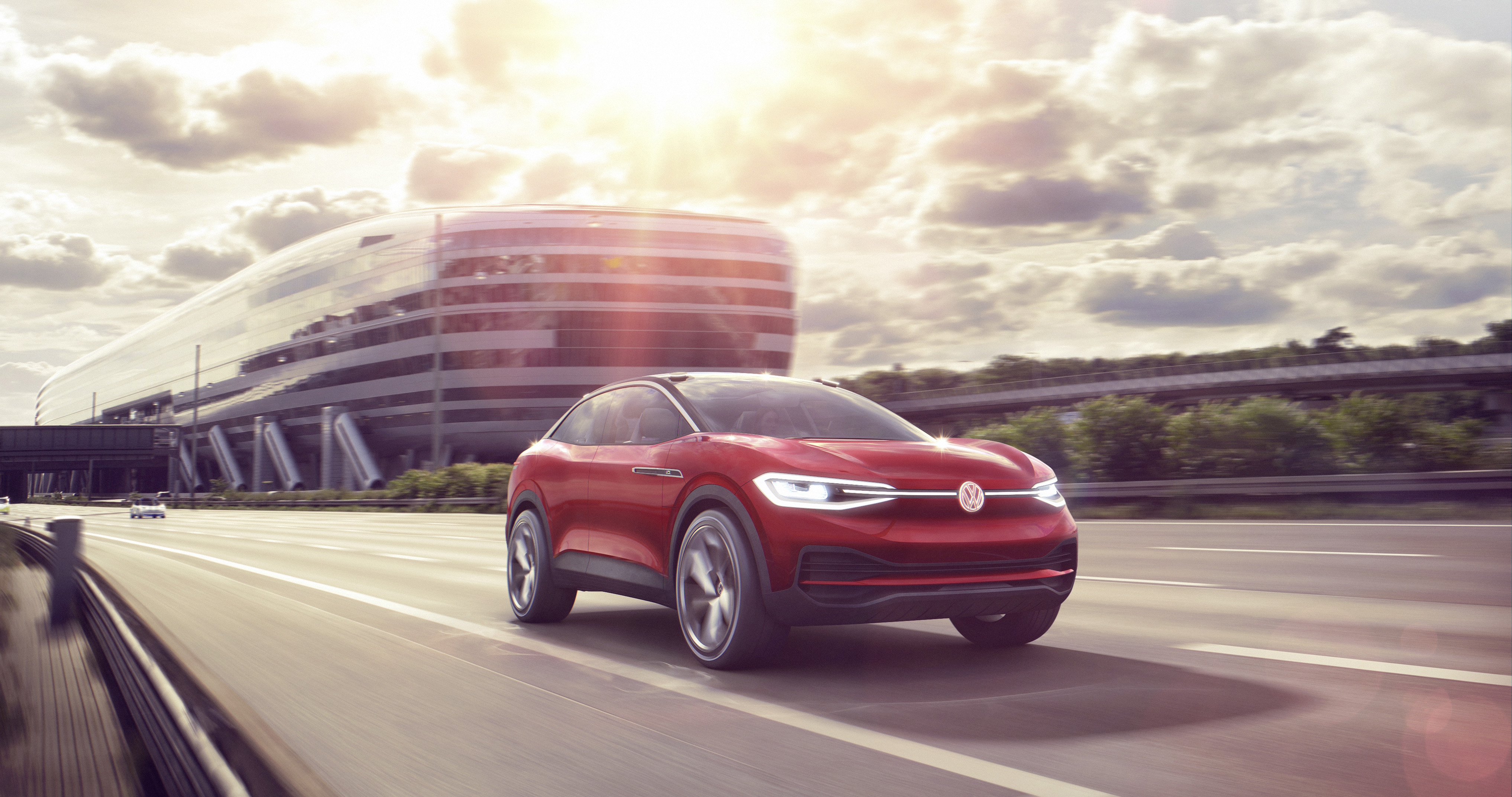 Volkswagen ID Crozz concept car on highway HD Wallpaper