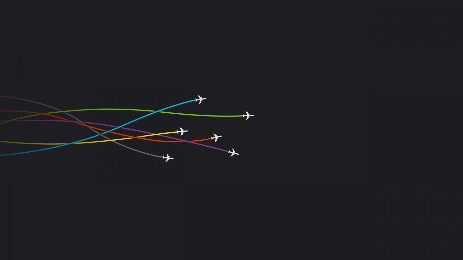 Minimalist airplanes flying on colorful trails HD Wallpaper