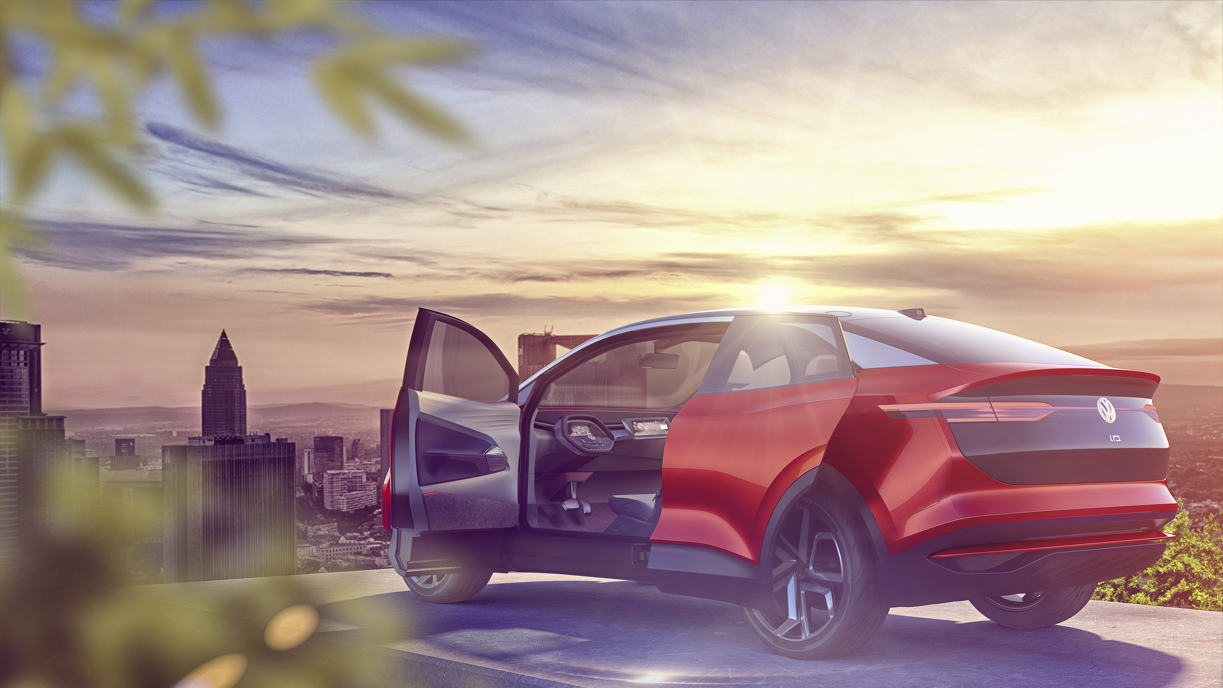 Volkswagen ID Crozz electric SUV at sunset HD Wallpaper