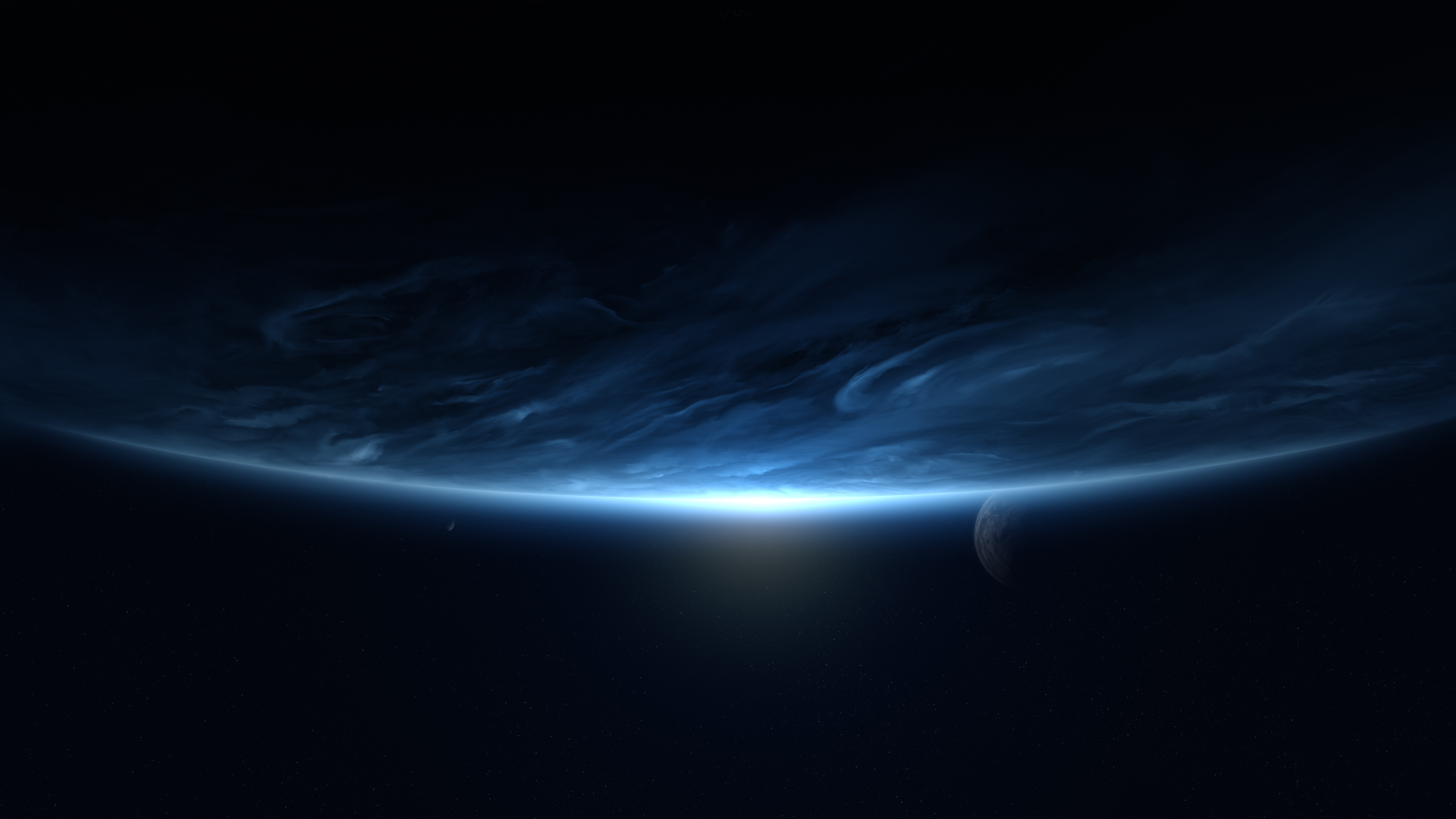 Planet and Moon in Deep Space with Nebula HD Wallpaper