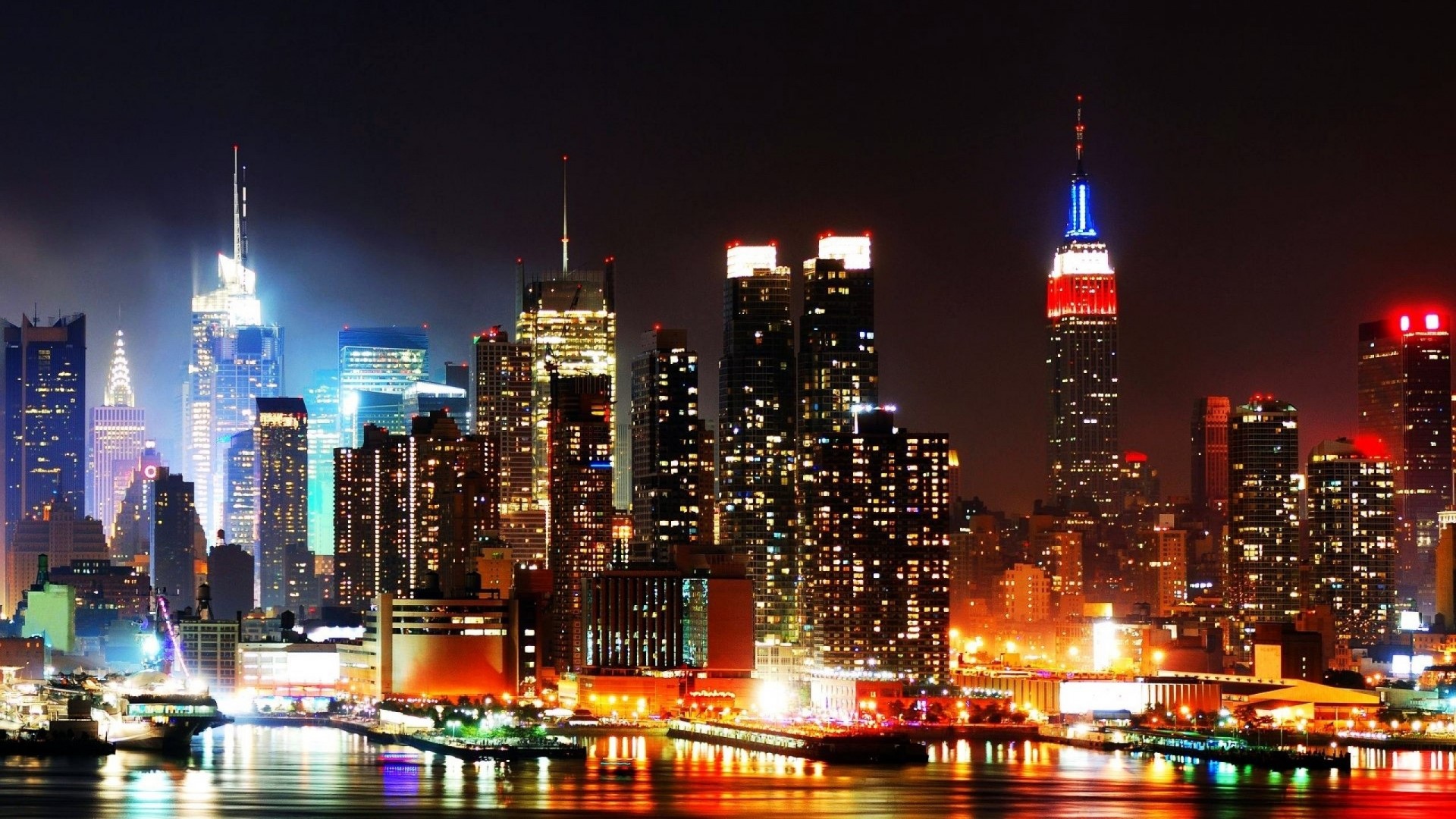 New York City Skyline at Night HD Wallpaper