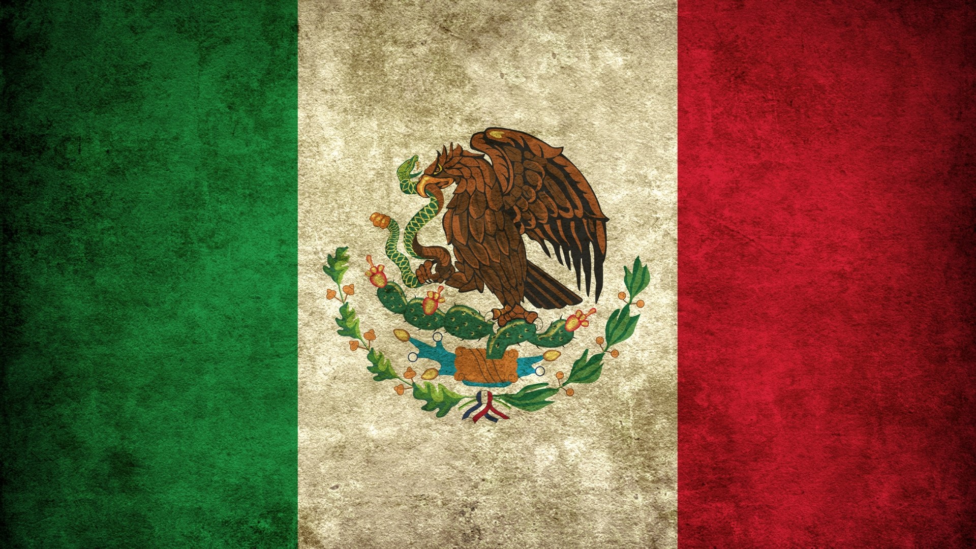 Mexico Flag with Eagle Emblem HD Wallpaper