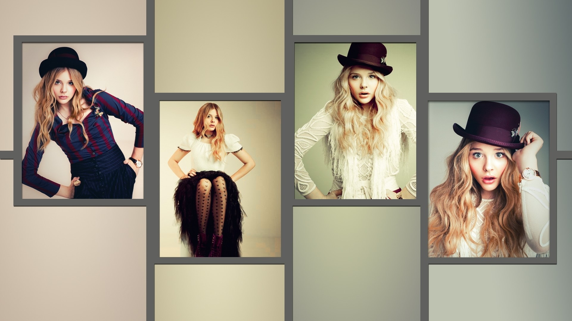 Chloe Moretz in stylish outfits and hats HD Wallpaper