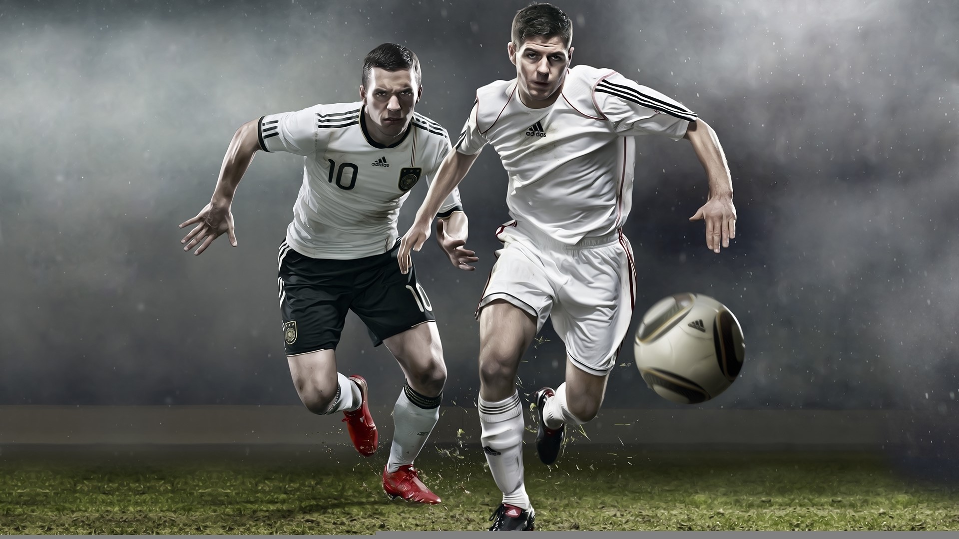 Two Soccer Players in Adidas Uniforms HD Wallpaper