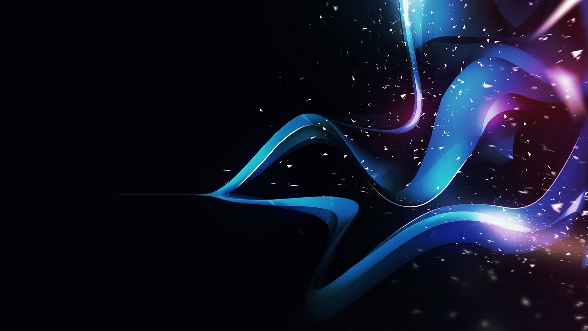 Blue and purple abstract wavy lines with particles HD Wallpaper