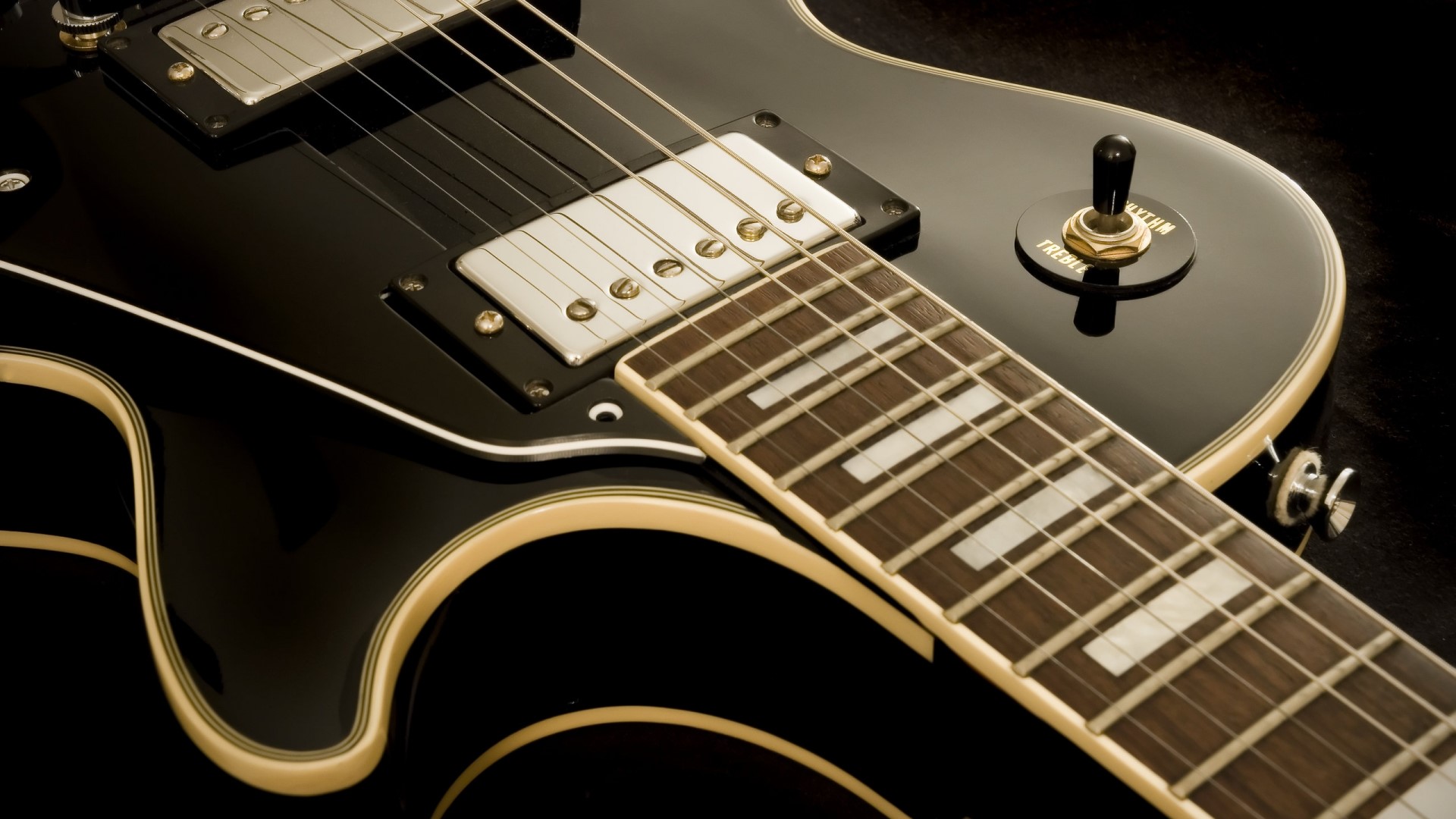 Black Electric Guitar Close-up HD Wallpaper