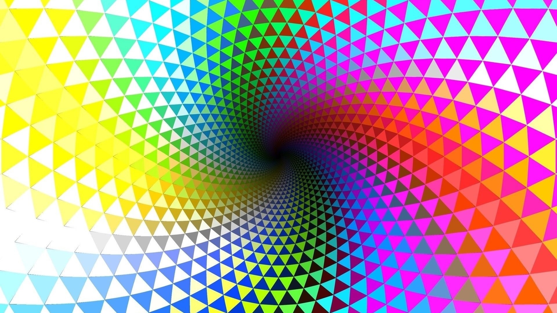 Psychedelic Rainbow Swirl Triangles HD Wallpaper