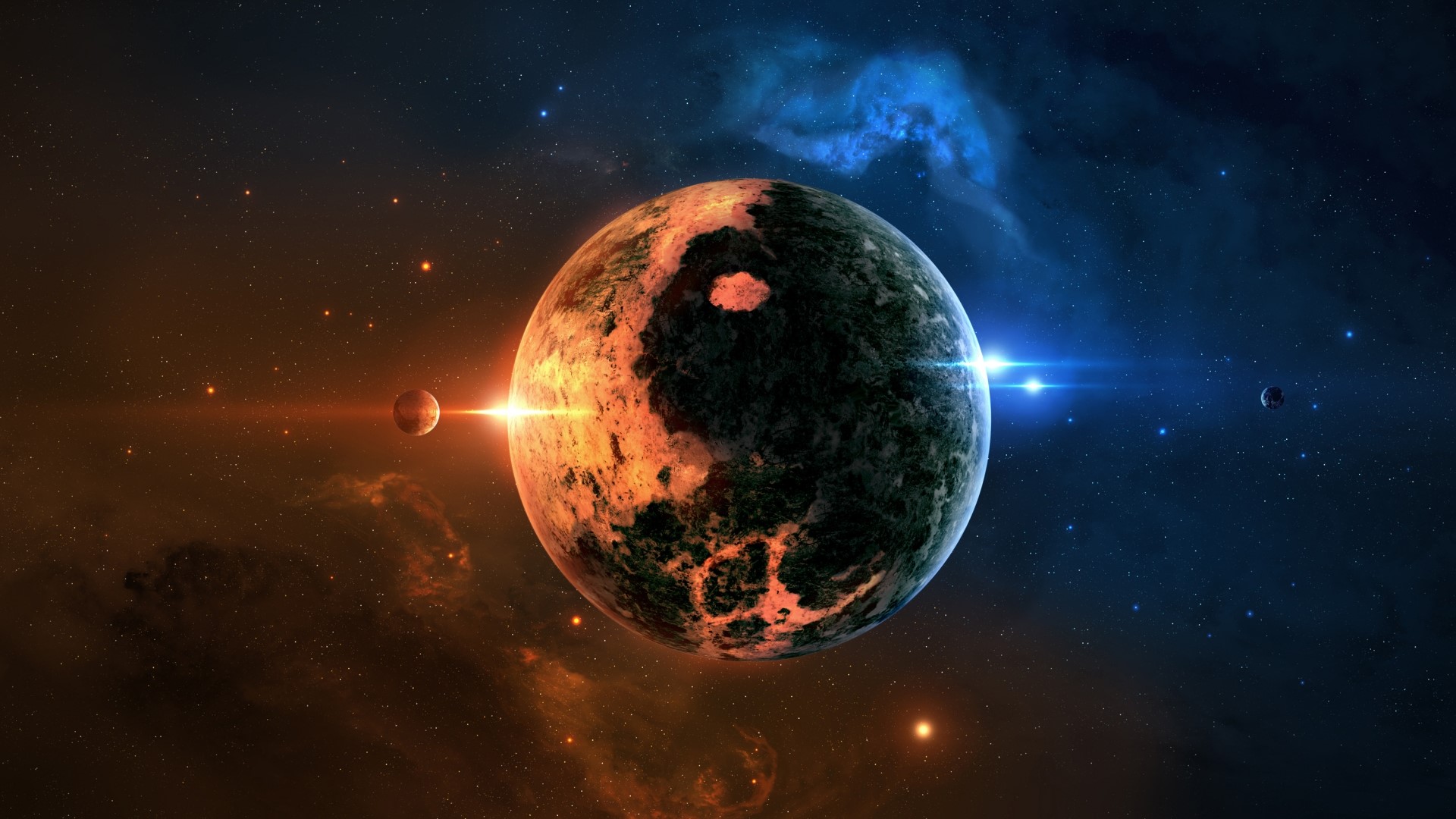 Planets and nebulae in space HD Wallpaper
