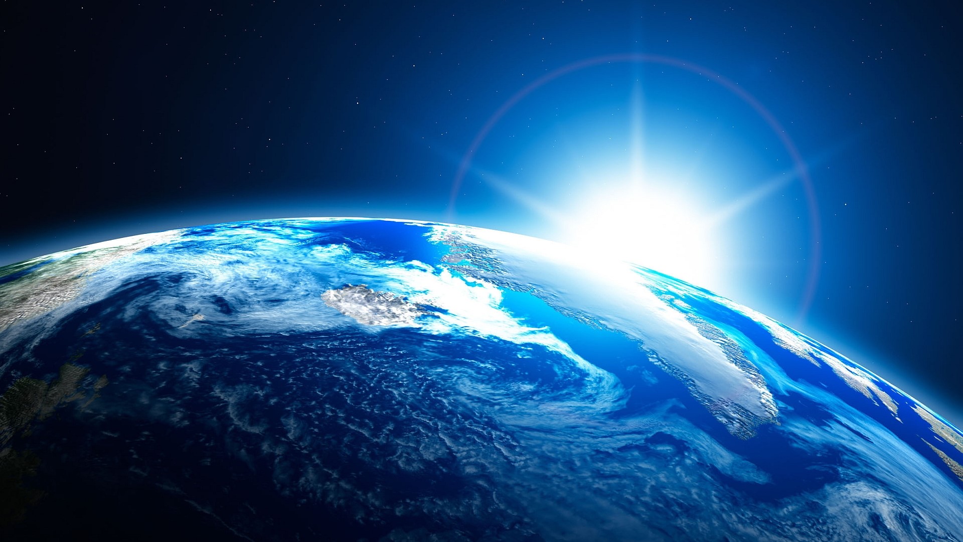 Earth from outer space with sunrise HD Wallpaper