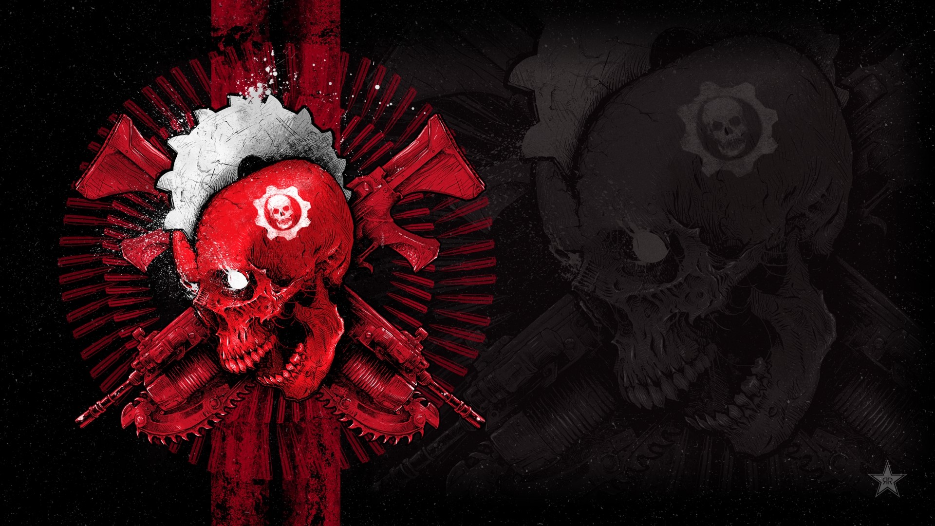 Gears of War 4 Skull and Weapons Art HD Wallpaper