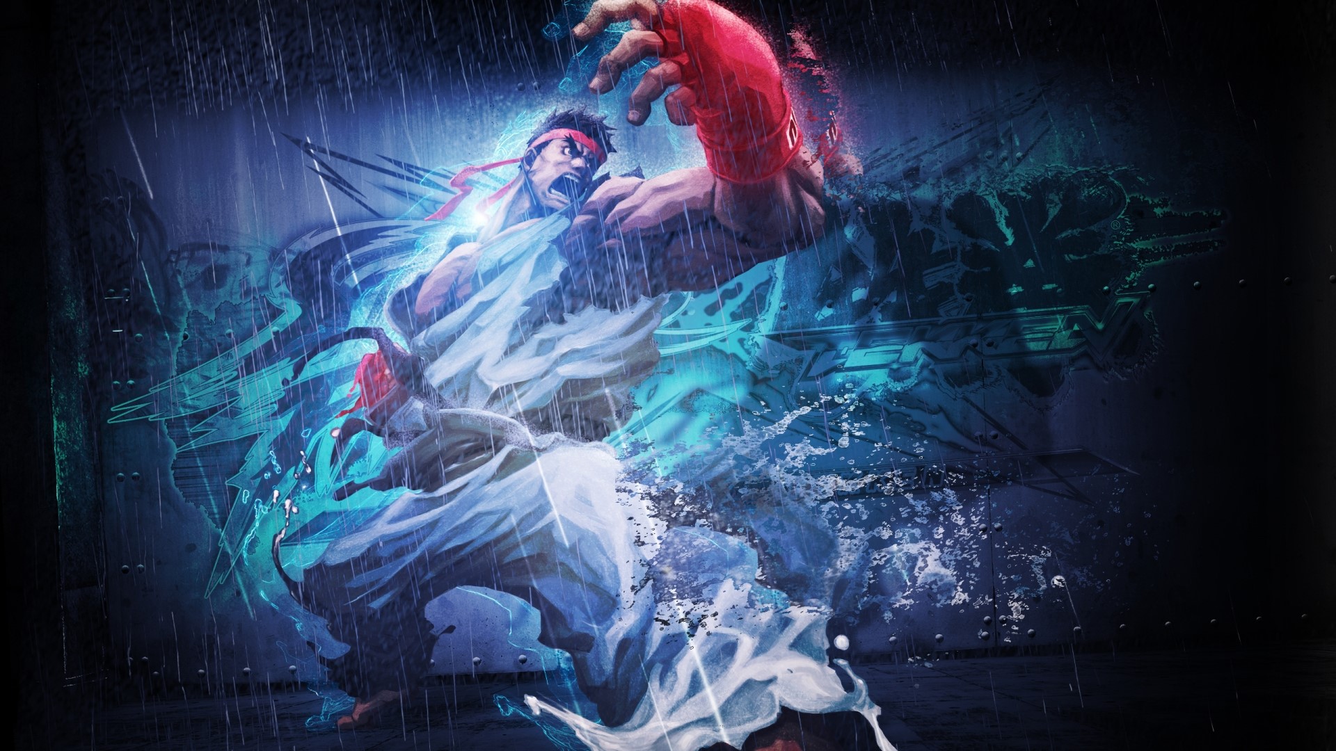 Ryu from Street Fighter in the rain HD Wallpaper