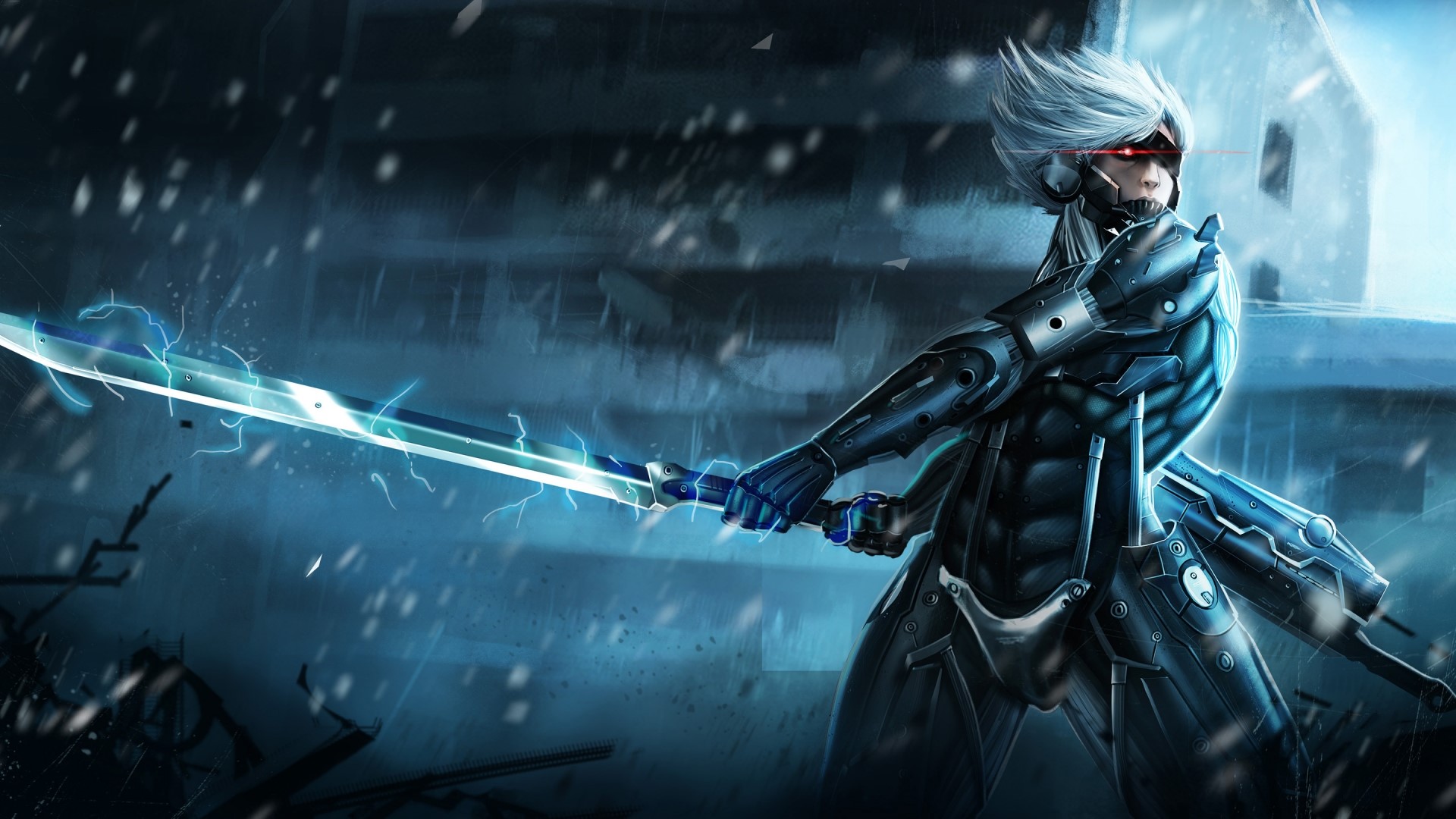 Raiden from Metal Gear Rising with a lightning sword HD Wallpaper