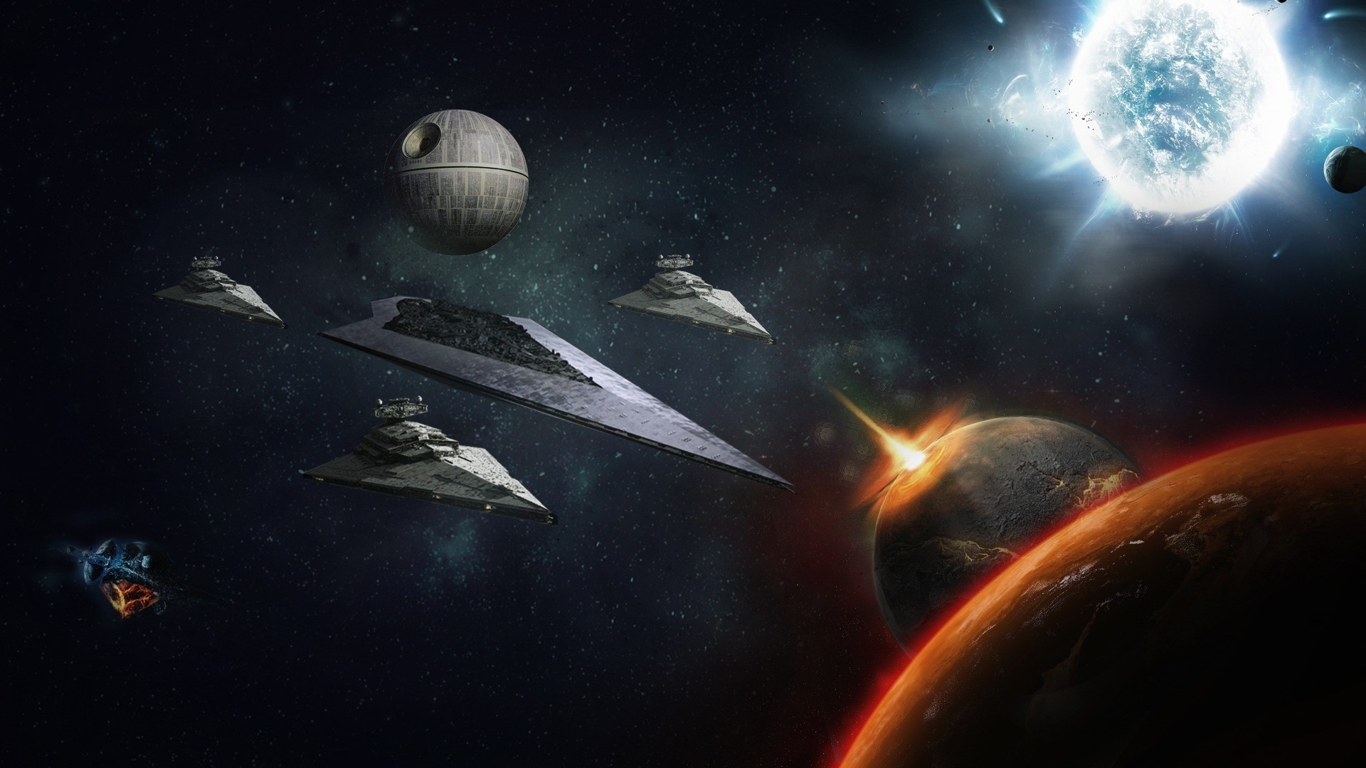 Star Wars Imperial Fleet and Death Star HD Wallpaper