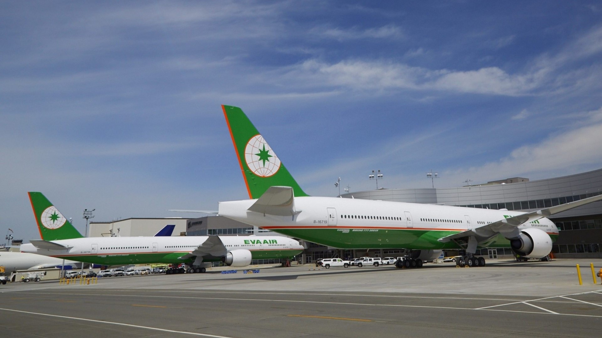 Eva Airways Boeing 777 planes at airport HD Wallpaper