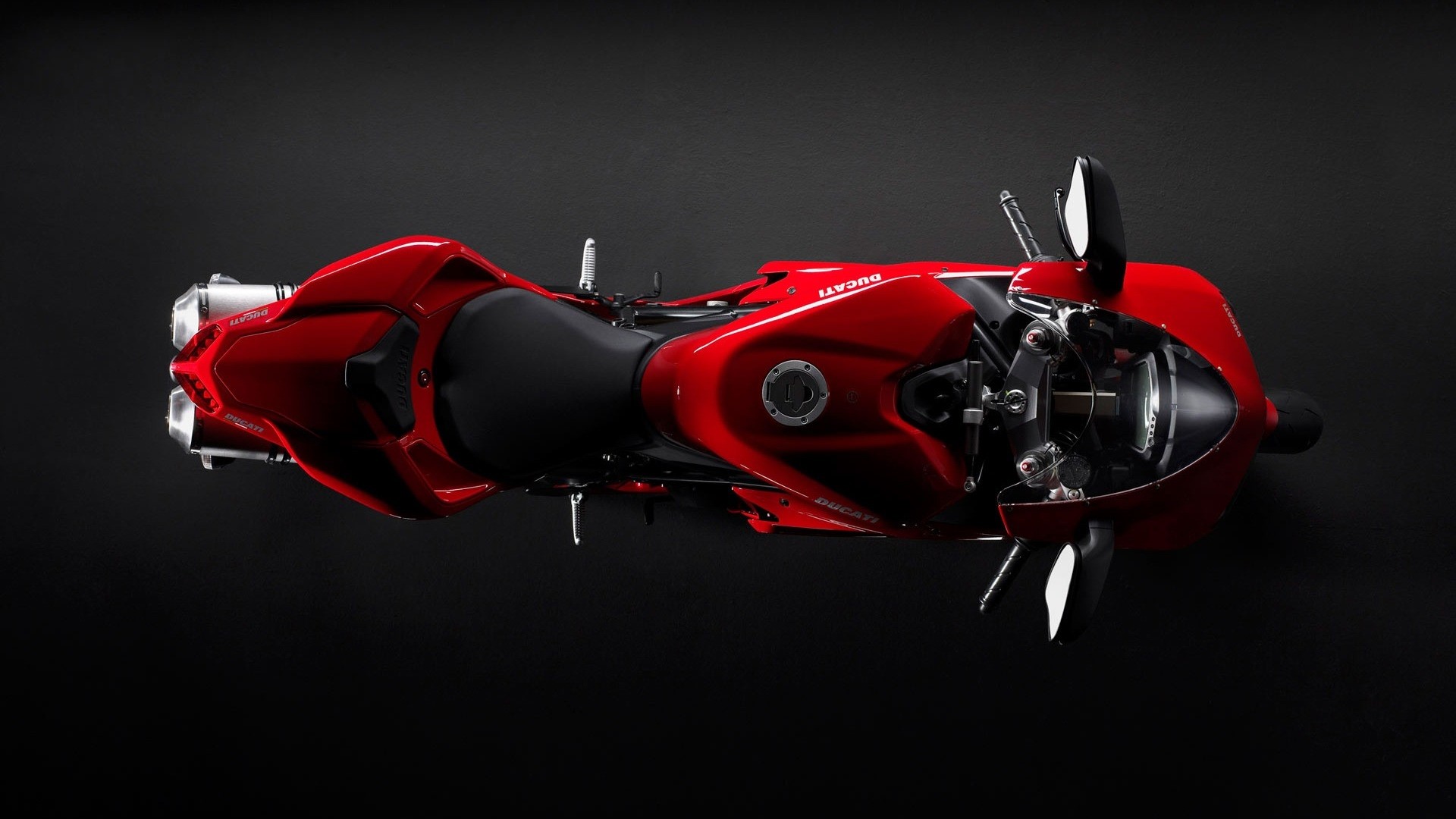 Red Ducati Motorcycle Top View HD Wallpaper