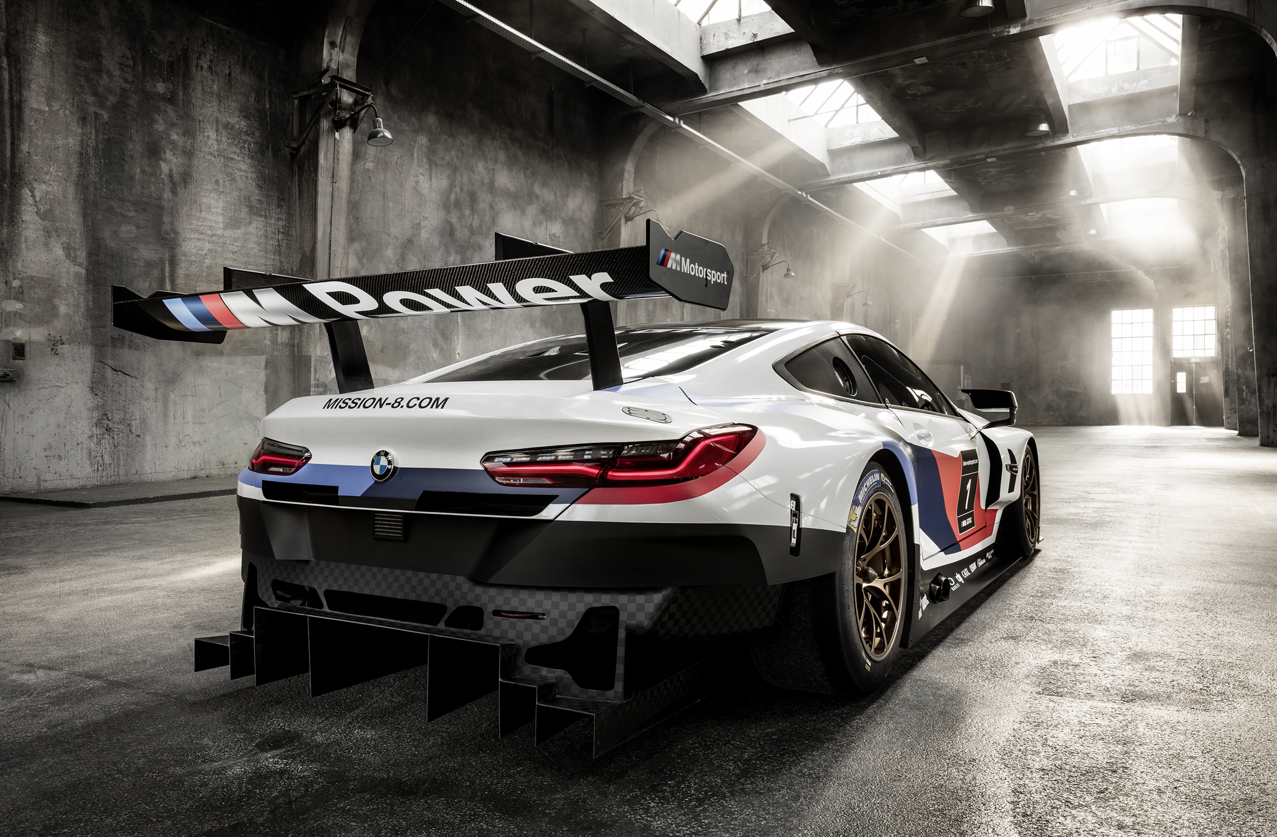 BMW M8 GTE race car rear view HD Wallpaper