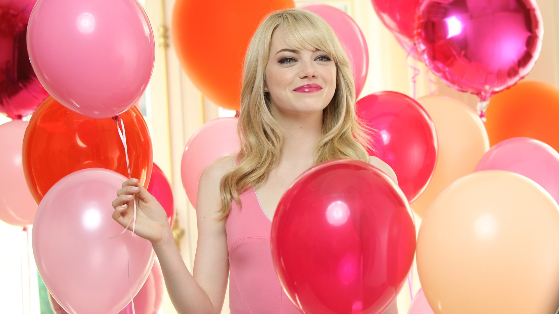 Emma Stone with Balloons HD Wallpaper