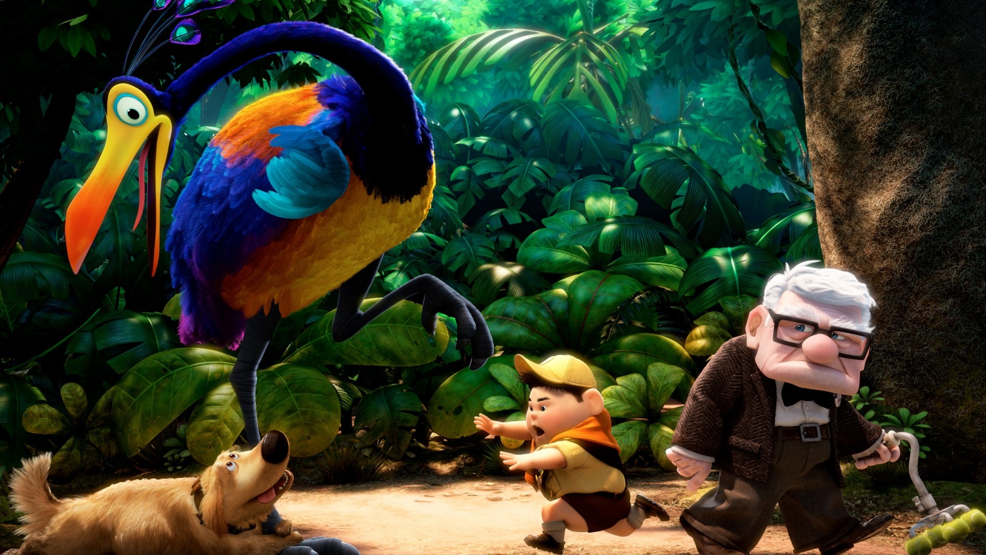 Kevin the bird, Russell, and Carl from Up HD Wallpaper