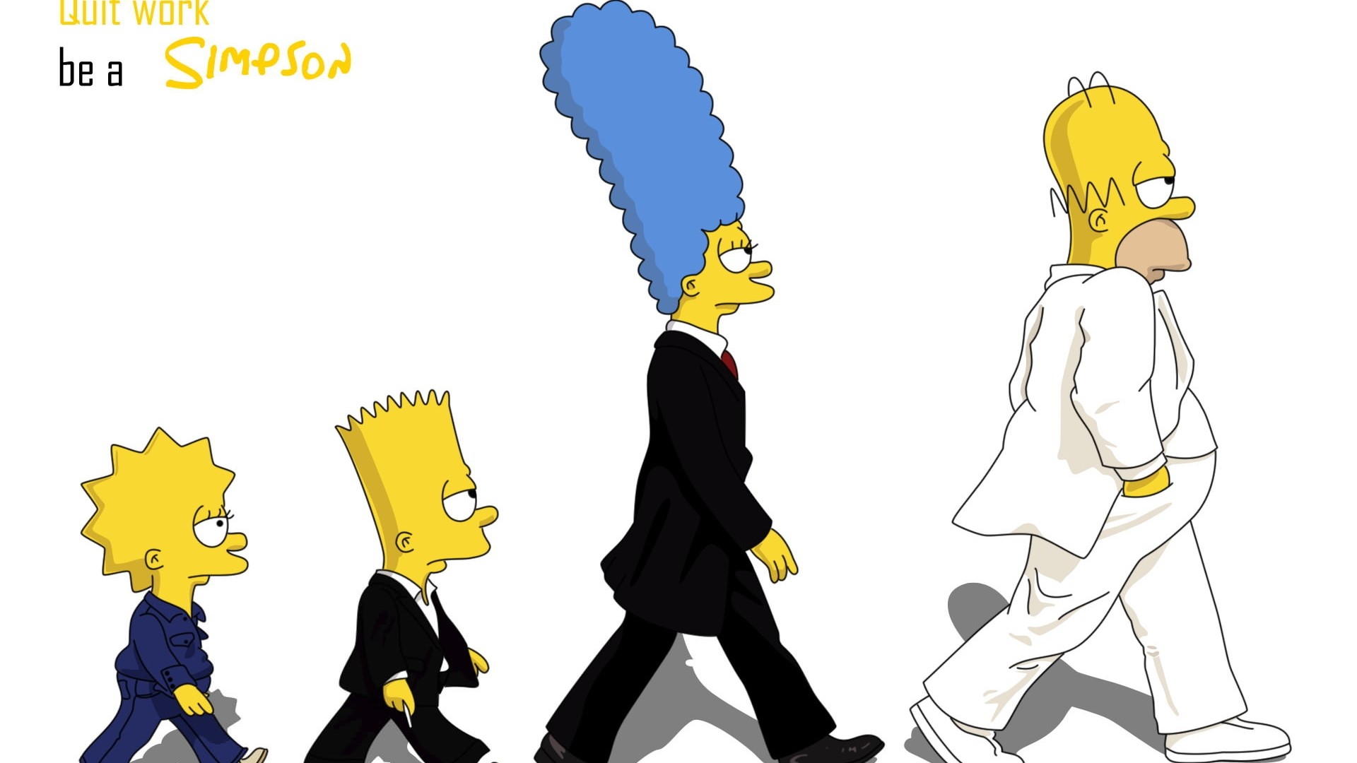 The Simpsons characters walking in suits HD Wallpaper