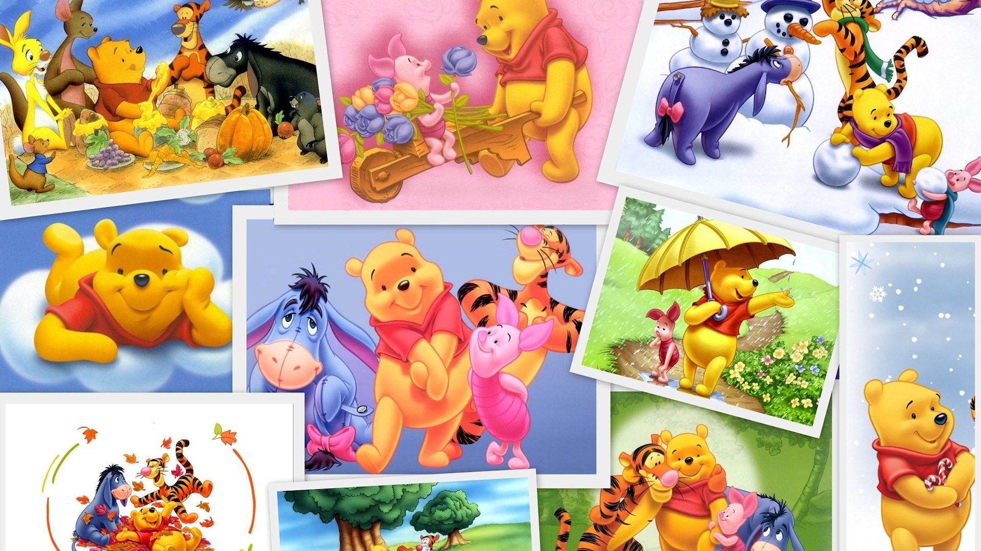 Winnie the Pooh and Friends Collage HD Wallpaper
