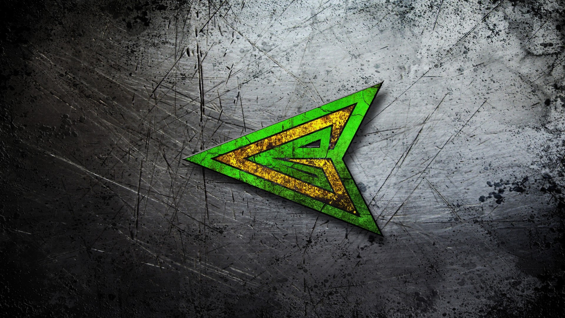Green Arrow Logo on Textured Background HD Wallpaper