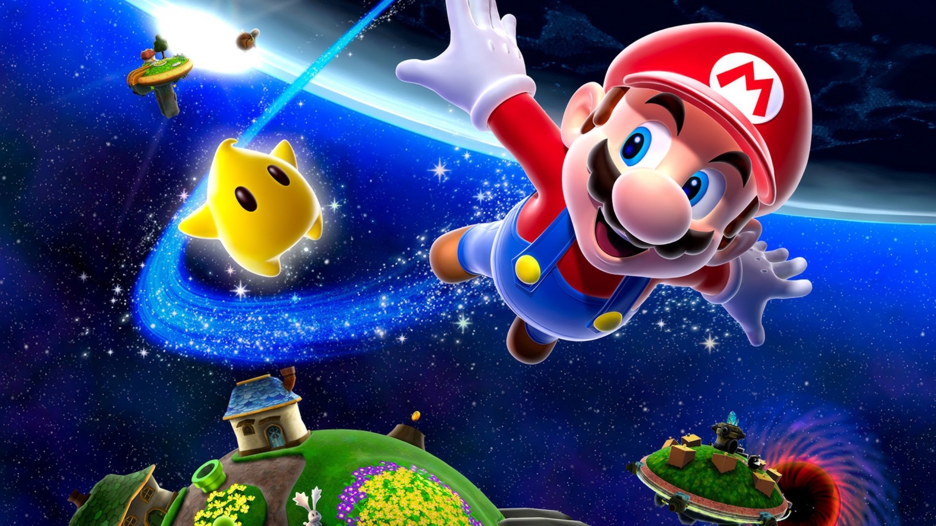 Mario from Super Mario Galaxy in space HD Wallpaper