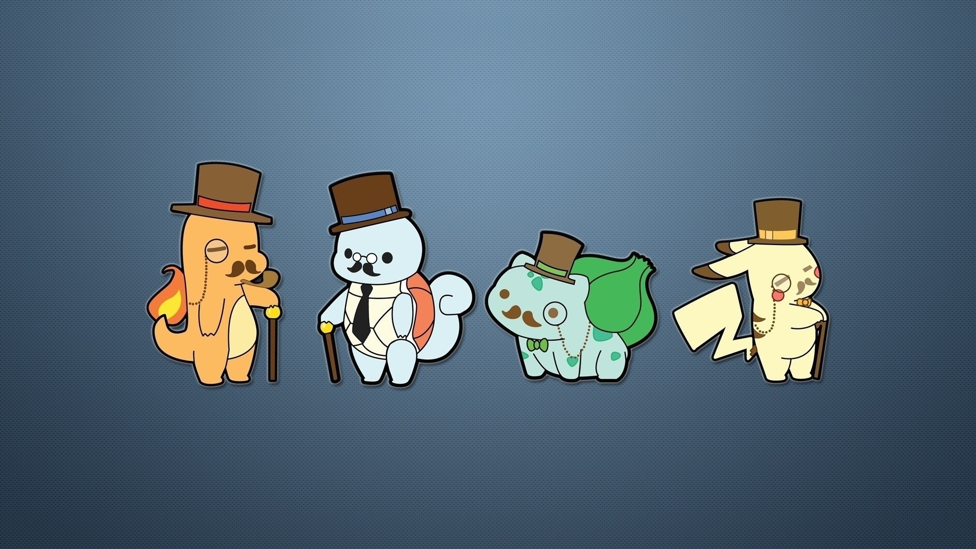 Four Pokemon dressed as gentlemen HD Wallpaper