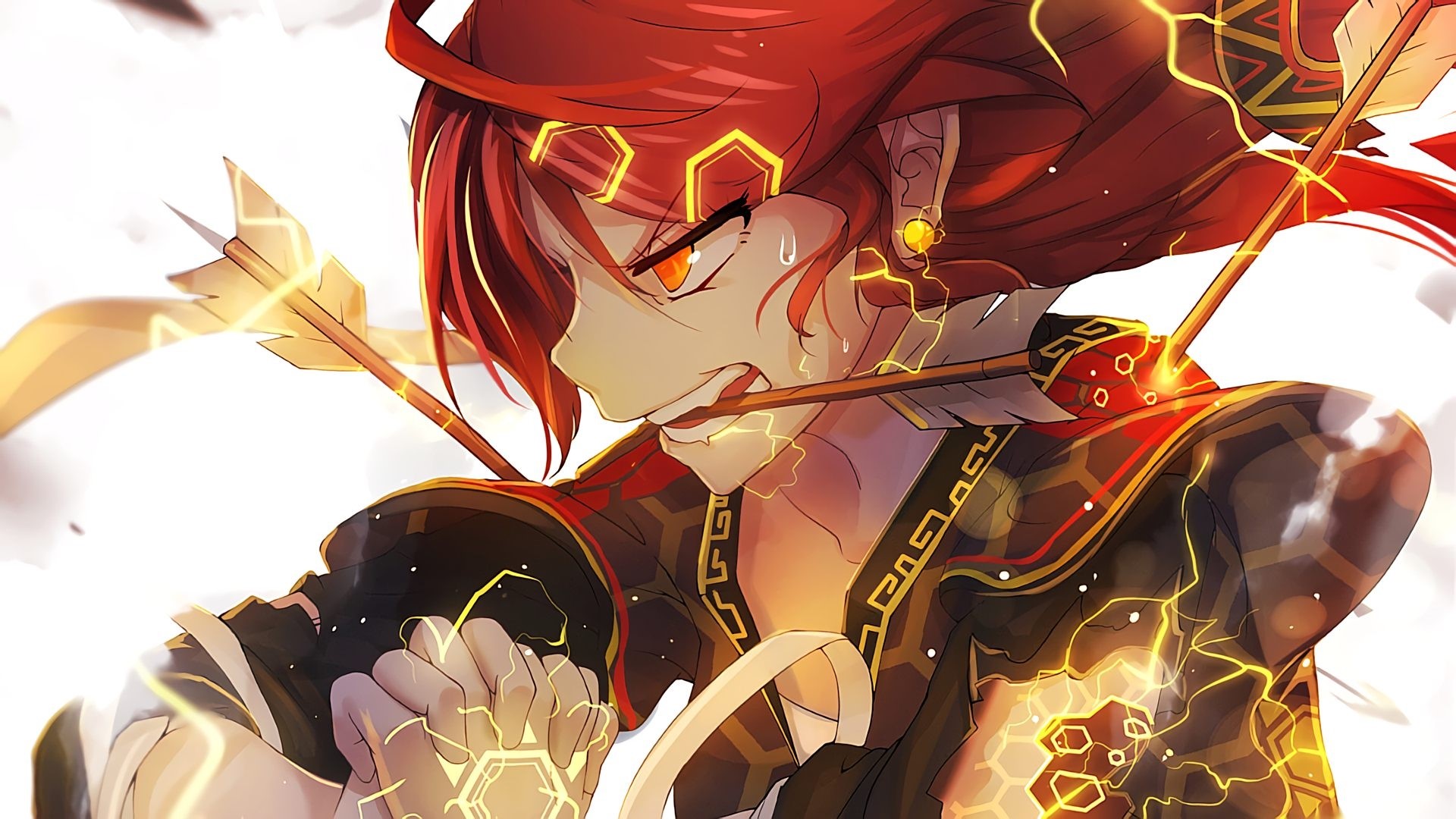 Anime character with arrows and lightning HD Wallpaper