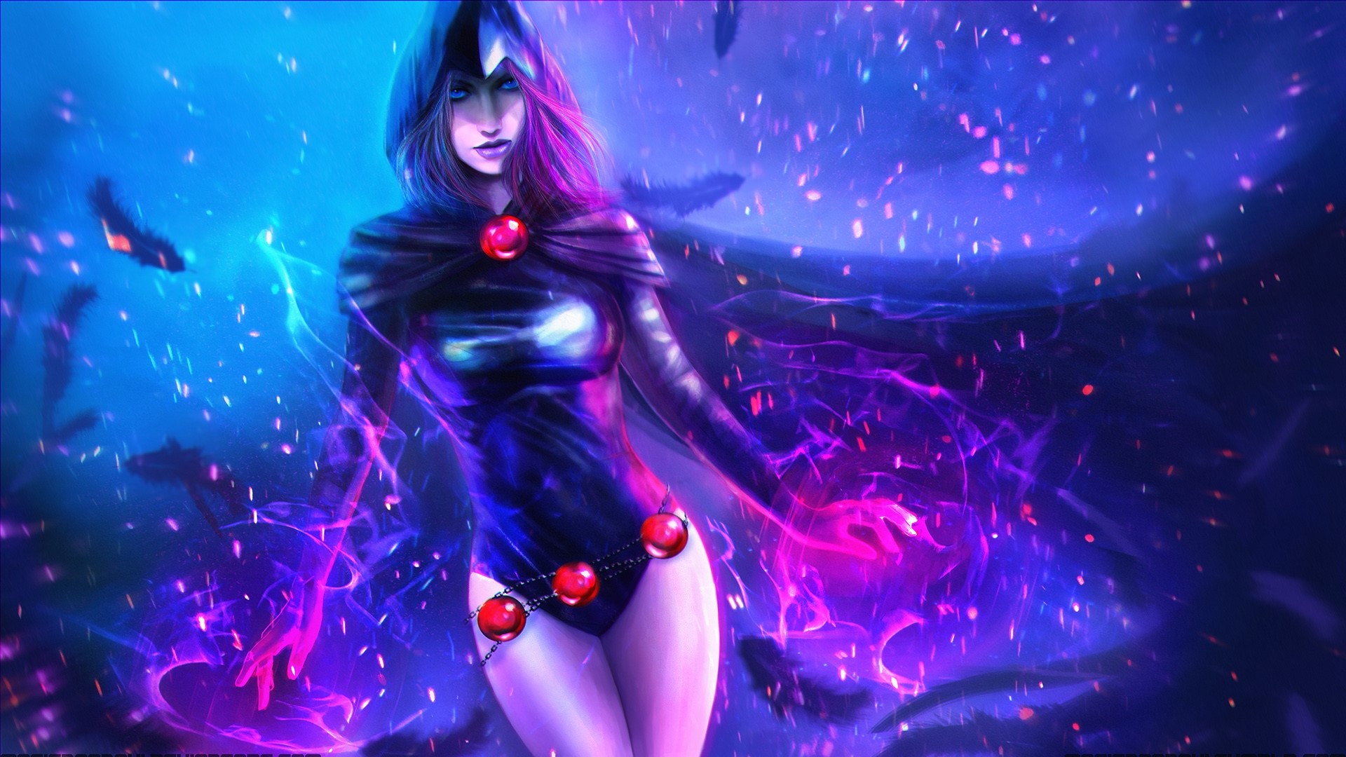 Raven from Teen Titans using dark magic HD Wallpaper