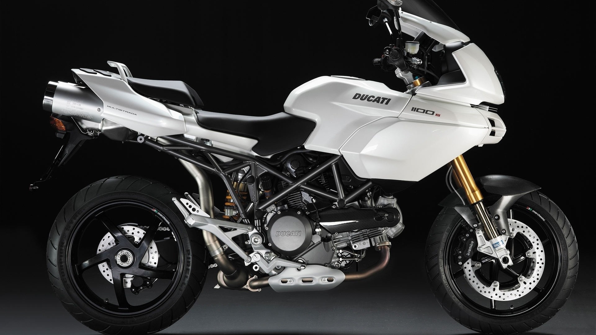 White Ducati Multistrada 1100S Motorcycle HD Wallpaper