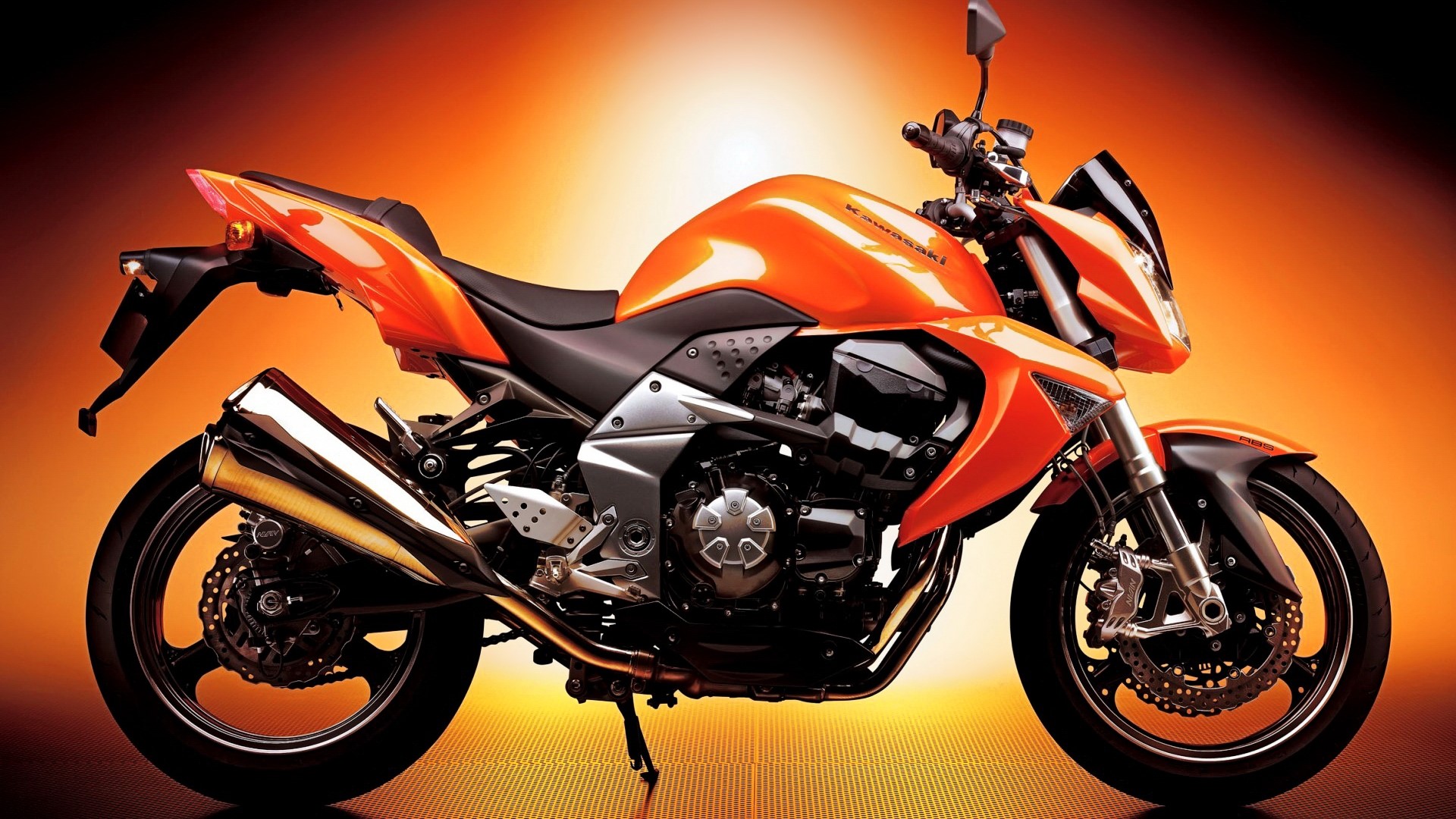 Orange Kawasaki Motorcycle HD Wallpaper