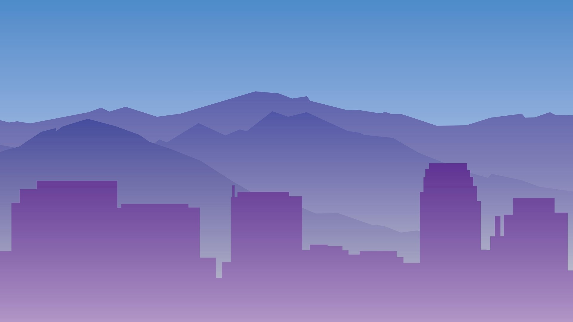 Cityscape with mountains in the background HD Wallpaper