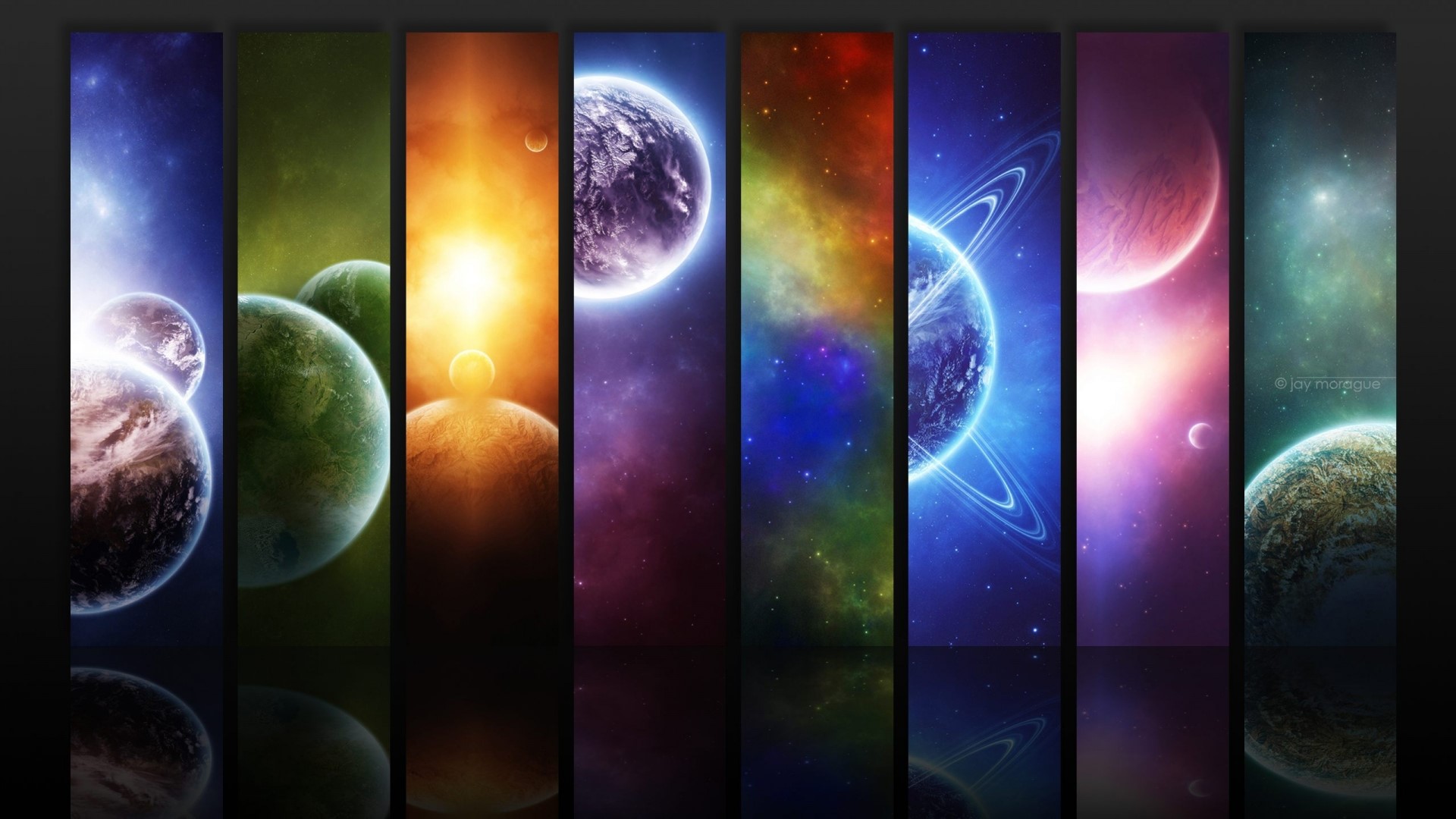 Collage of Planets in Space HD Wallpaper