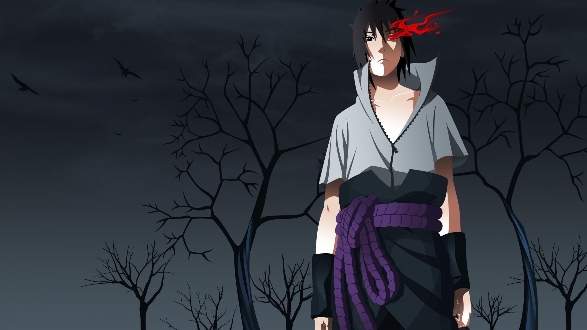 Sasuke Uchiha from Naruto with Sharingan HD Wallpaper