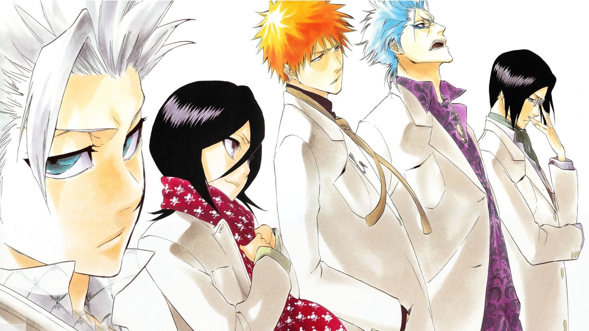 Bleach characters in white suits HD Wallpaper