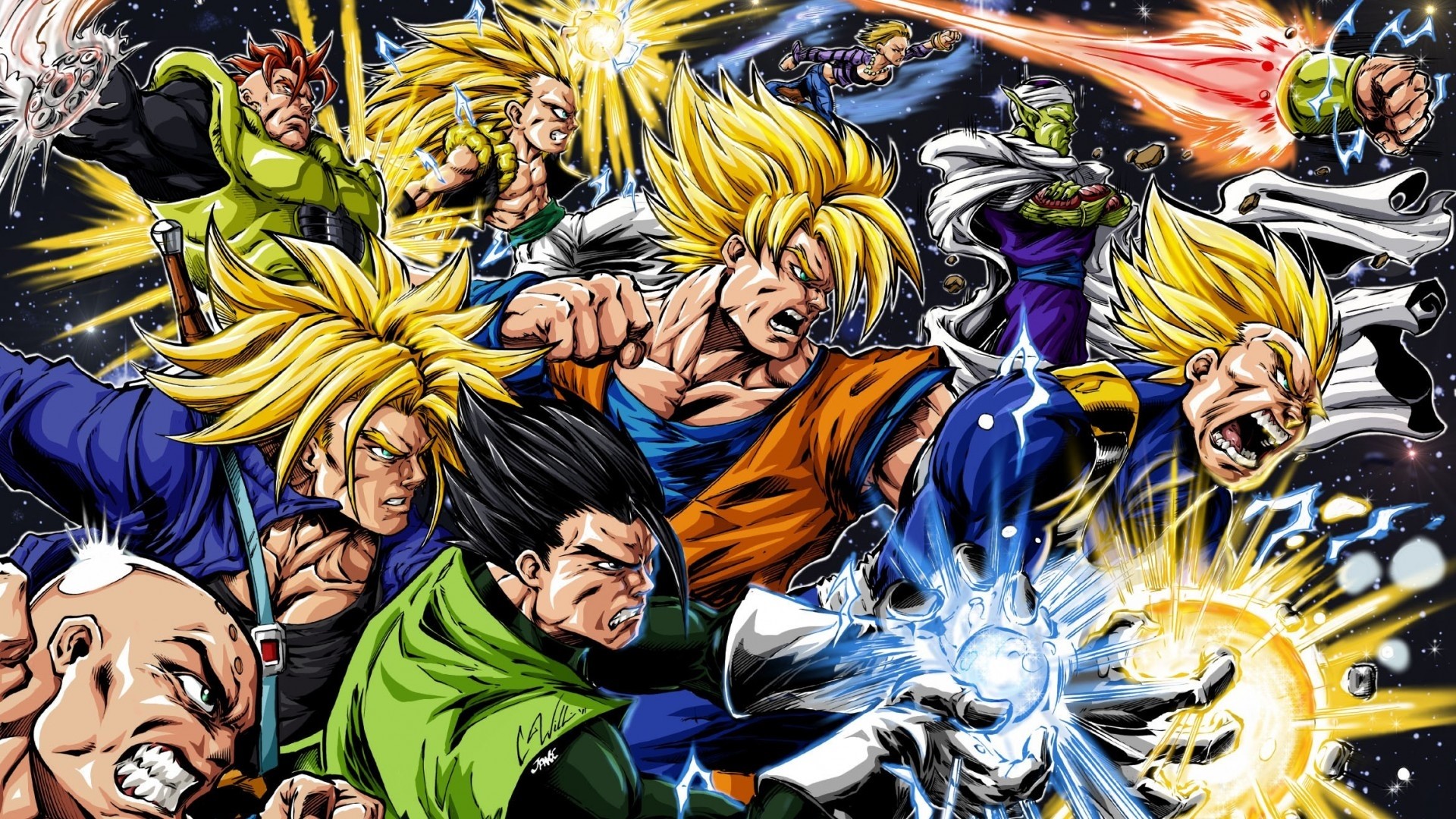 Dragon Ball Z characters fighting HD Wallpaper