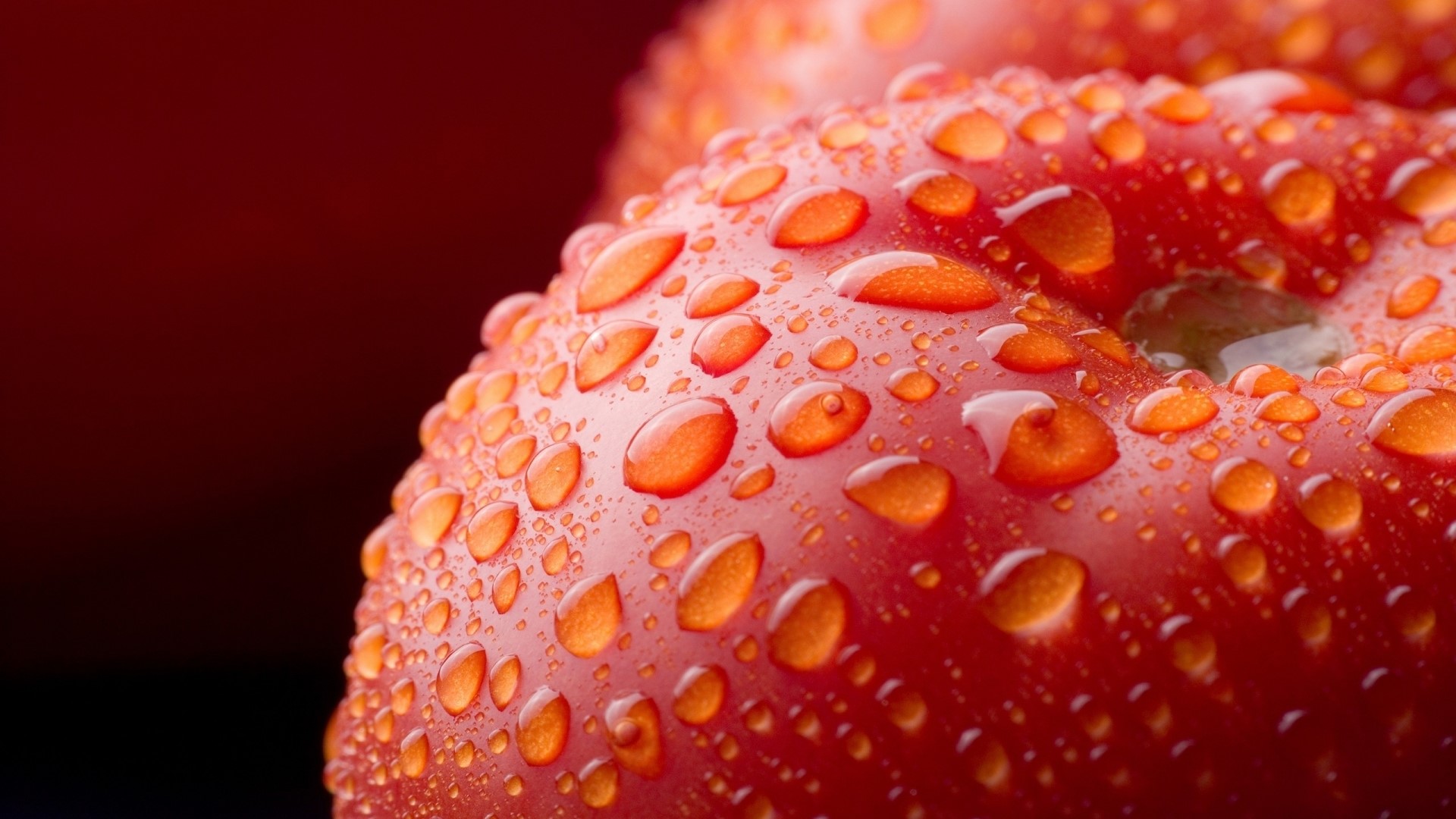 Red Fruit with Water Drops HD Wallpaper