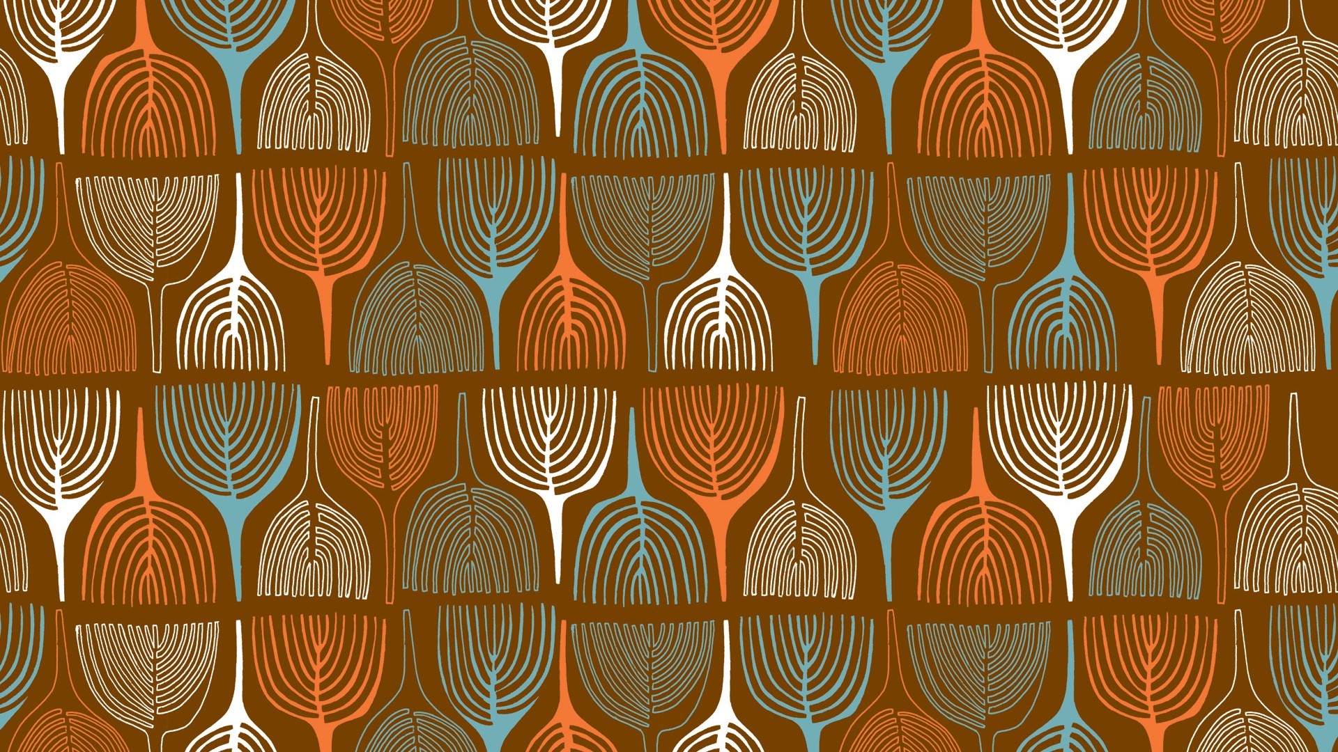 Brown pattern with abstract leaf-like shapes HD Wallpaper