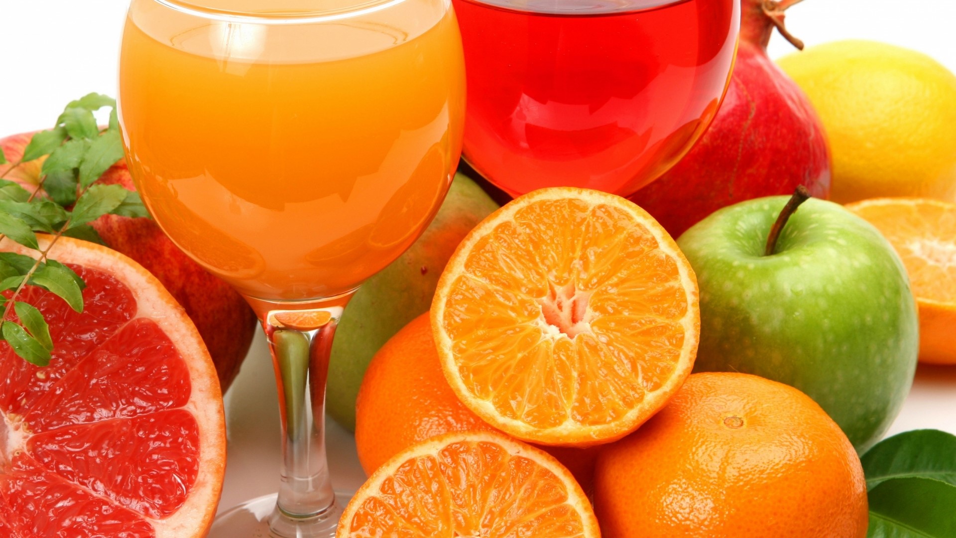 Assortment of Fresh Fruits and Juices HD Wallpaper