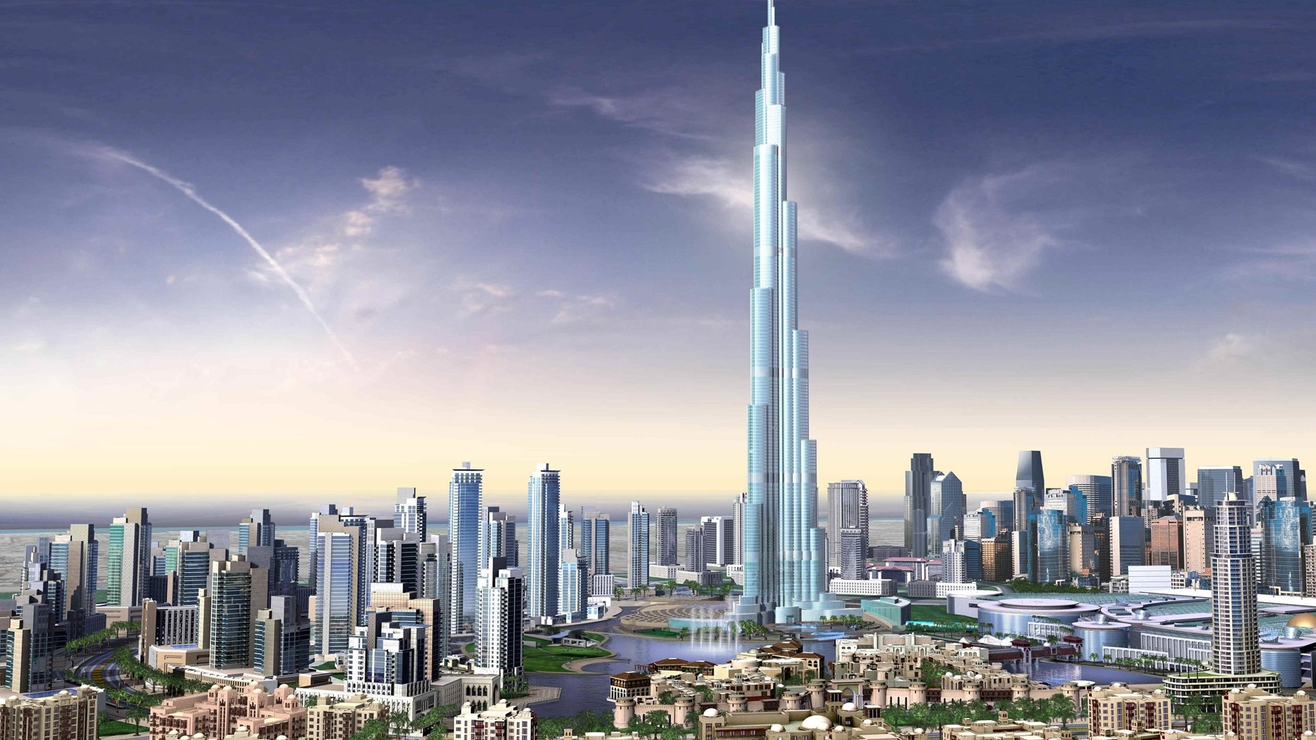 Burj Khalifa and Dubai Skyline HD Wallpaper