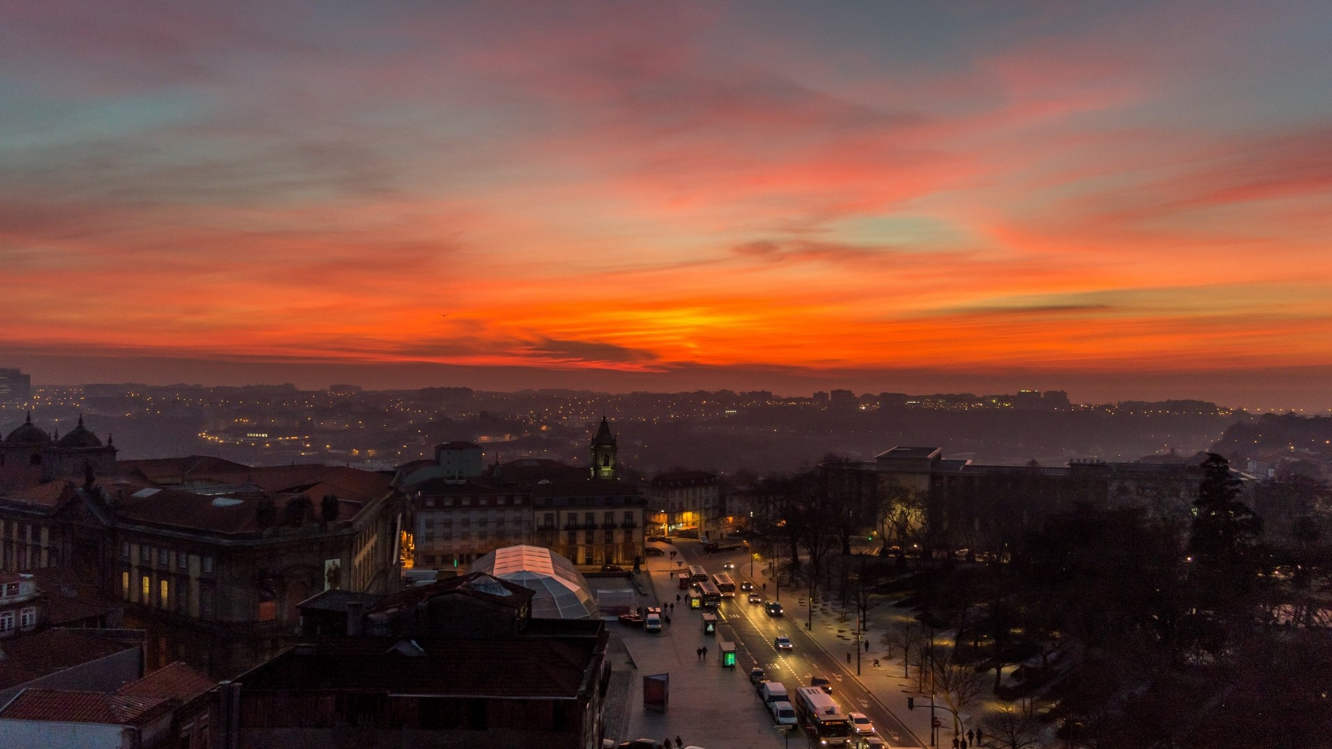 City of Porto, Portugal at sunset HD Wallpaper