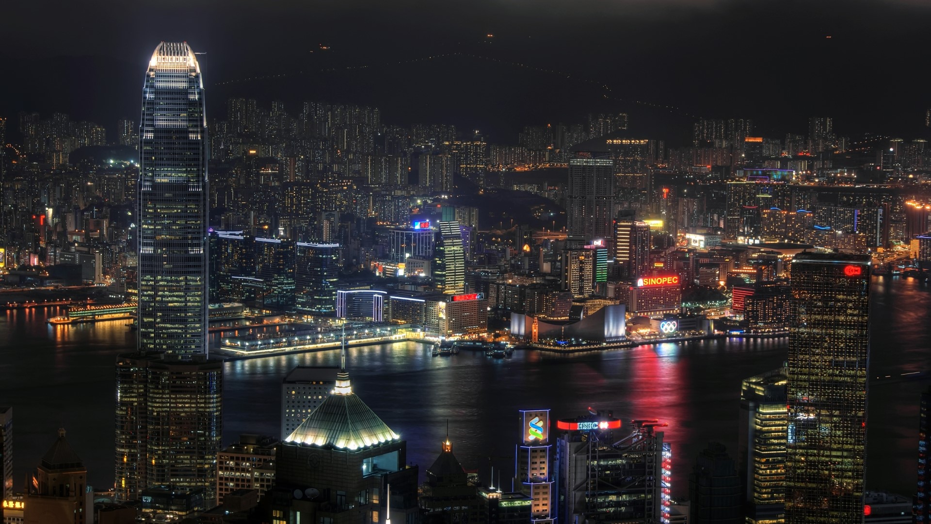 Hong Kong Skyline at Night HD Wallpaper