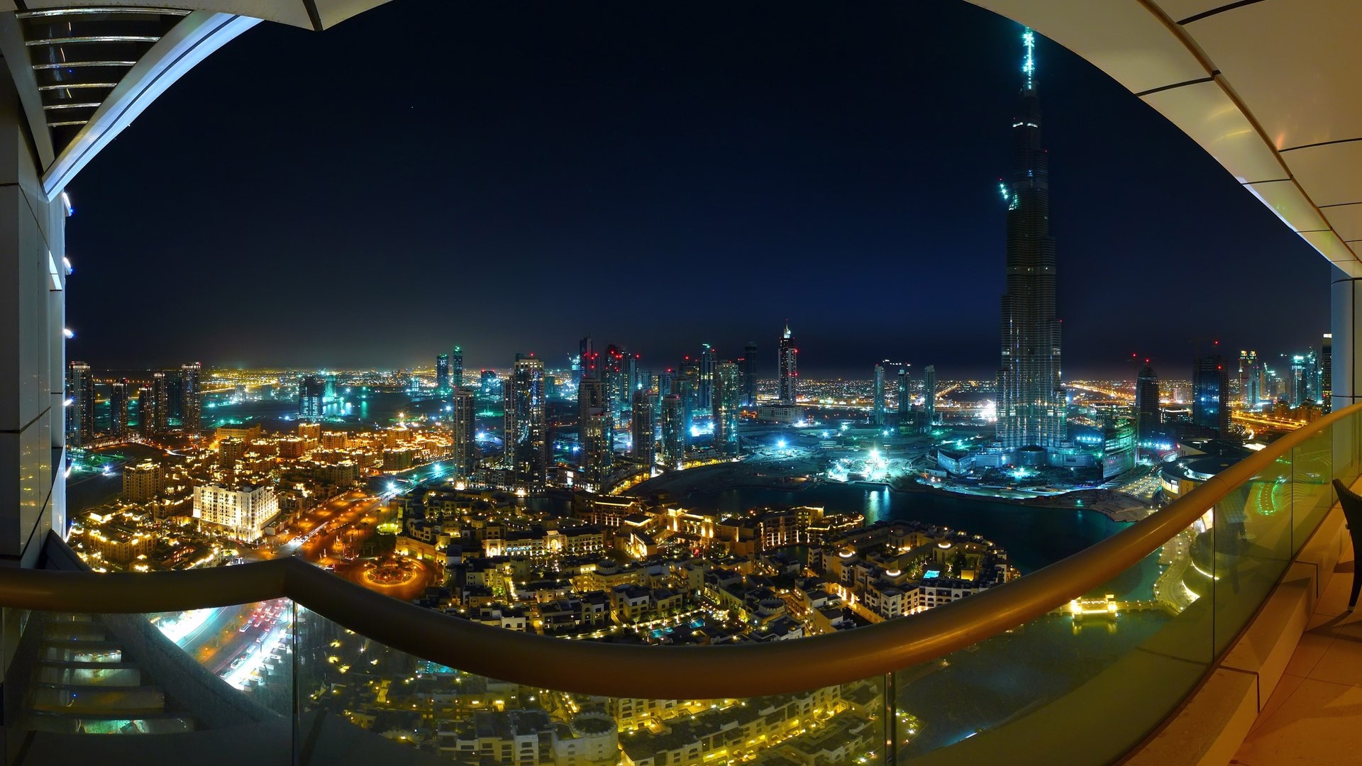 Dubai Cityscape at Night with Burj Khalifa HD Wallpaper