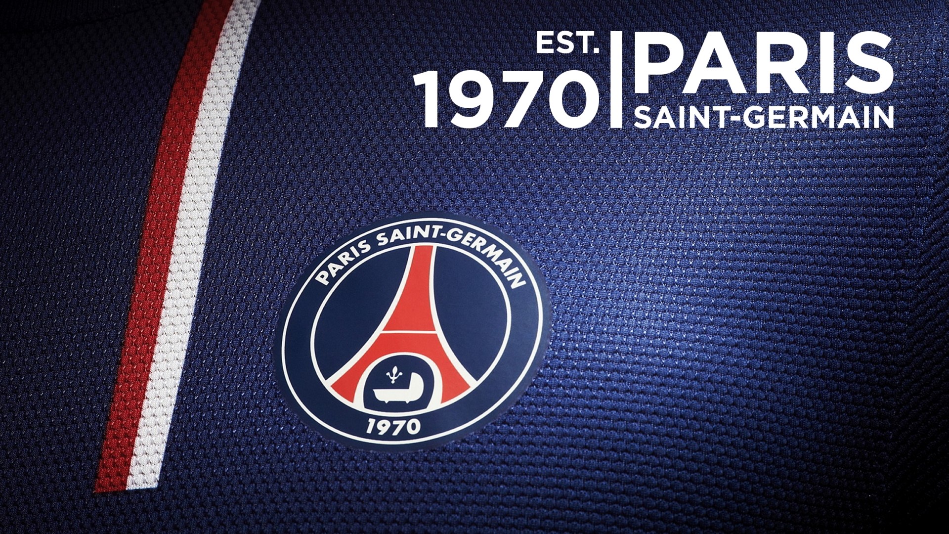 Paris Saint-Germain Est. 1970 logo and stripes HD Wallpaper