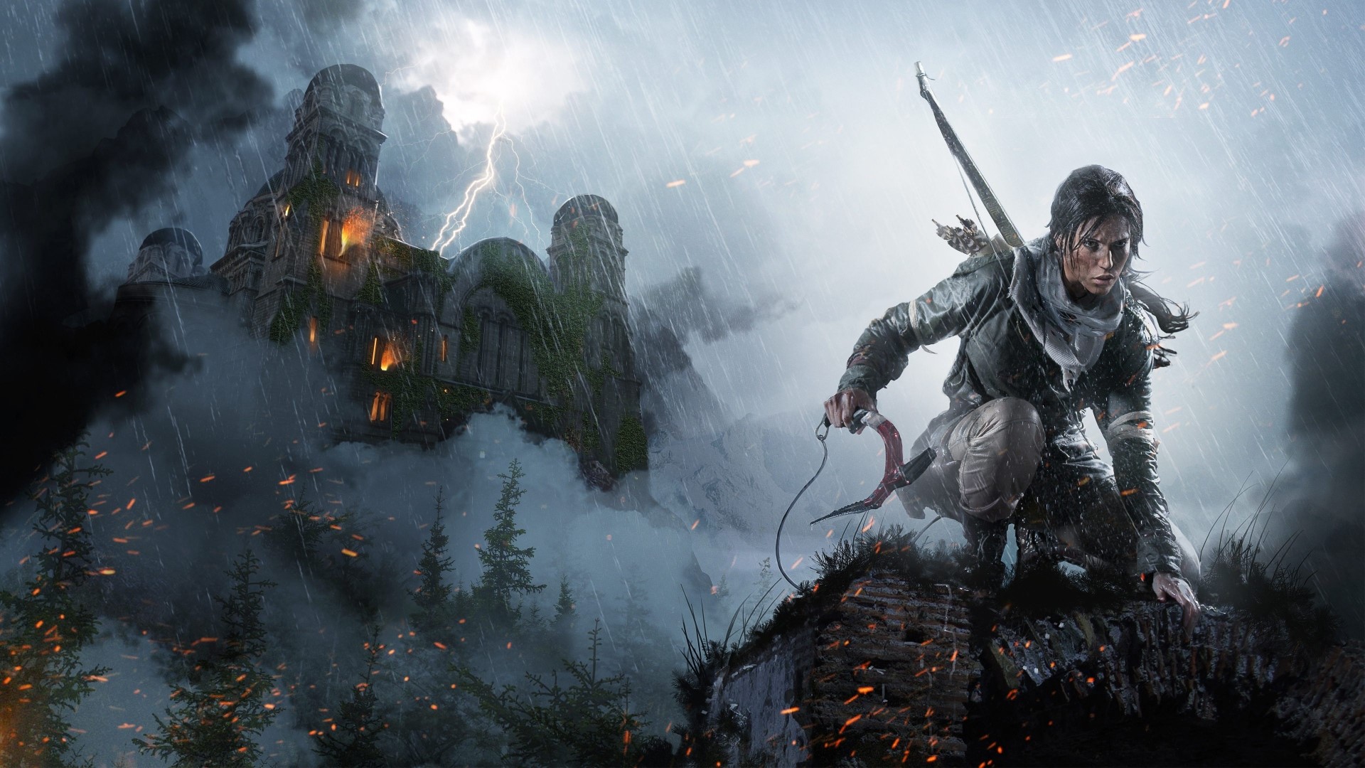 Lara Croft from Rise of the Tomb Raider in a storm HD Wallpaper