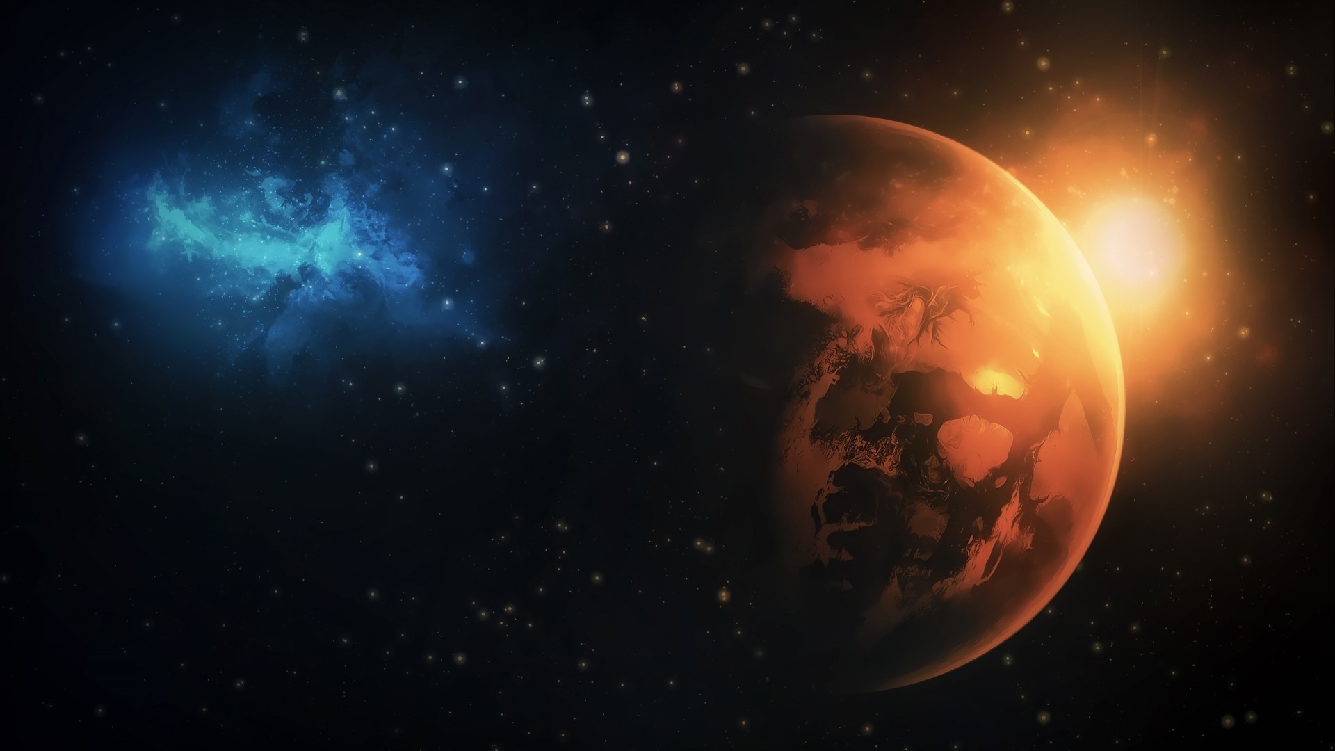 Planet and Nebula in Space HD Wallpaper