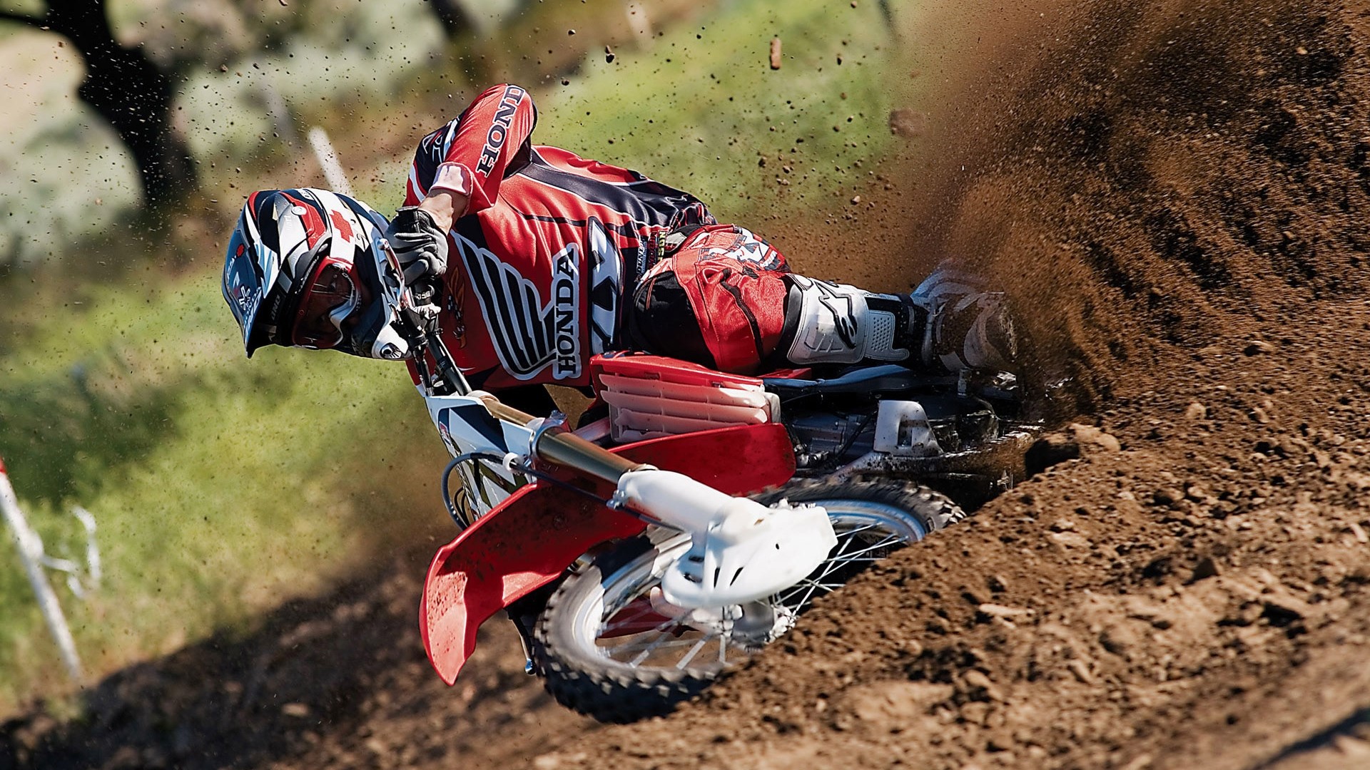 Motocross Rider on Honda Motorcycle HD Wallpaper